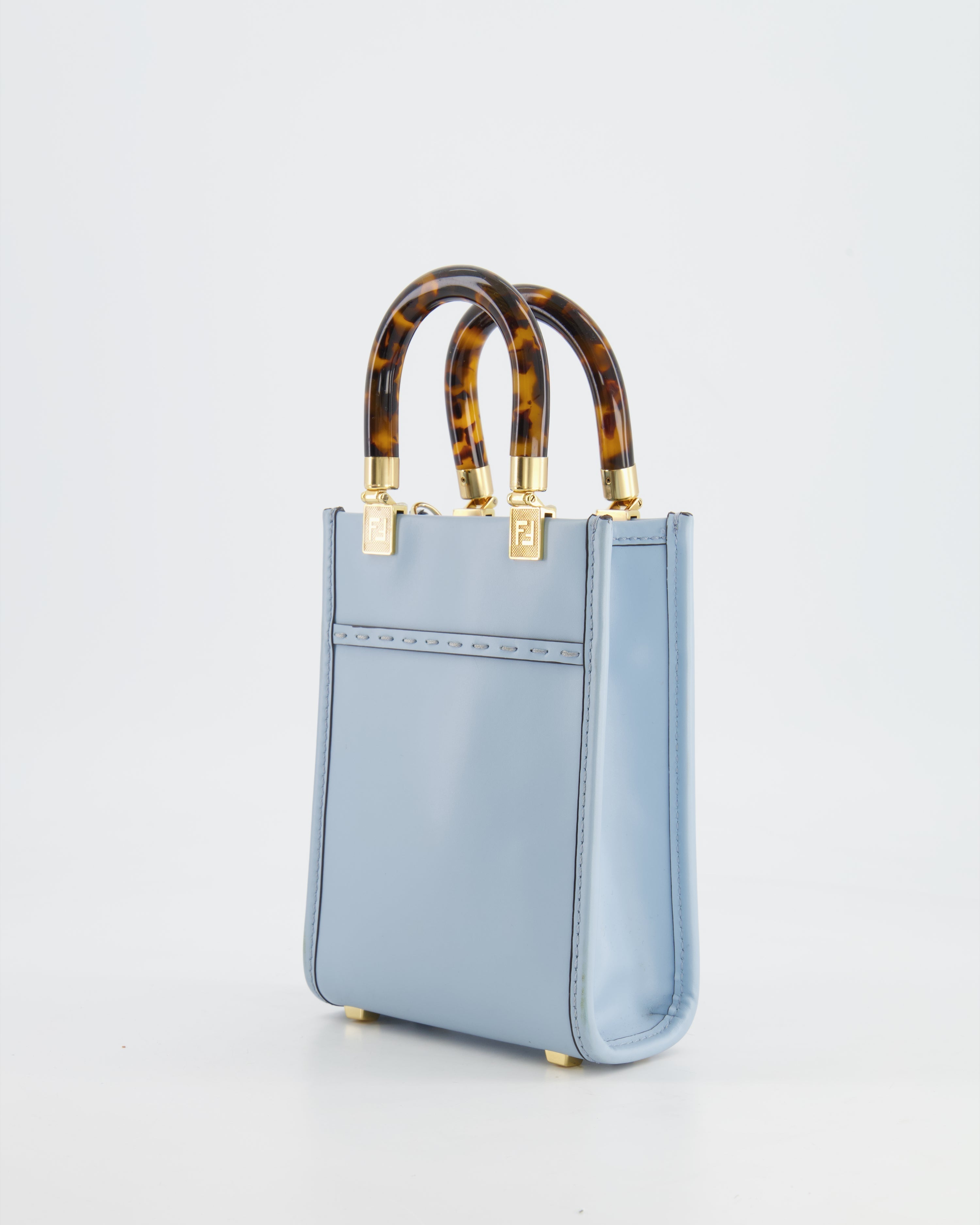 Fendi Baby Blue Leather Sunshine Shopper Mini Bag RRP £1,290