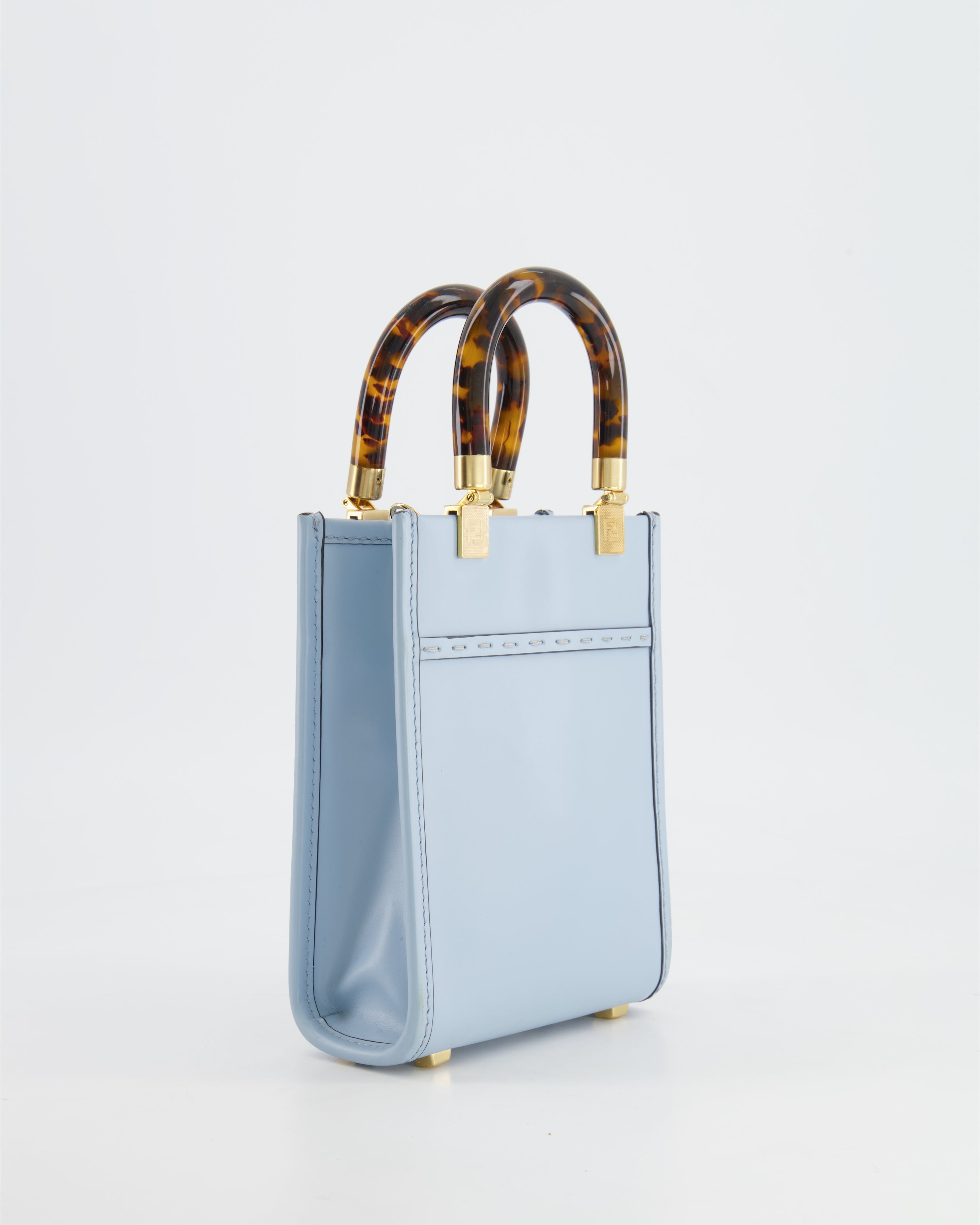 Fendi Baby Blue Leather Sunshine Shopper Mini Bag RRP £1,290