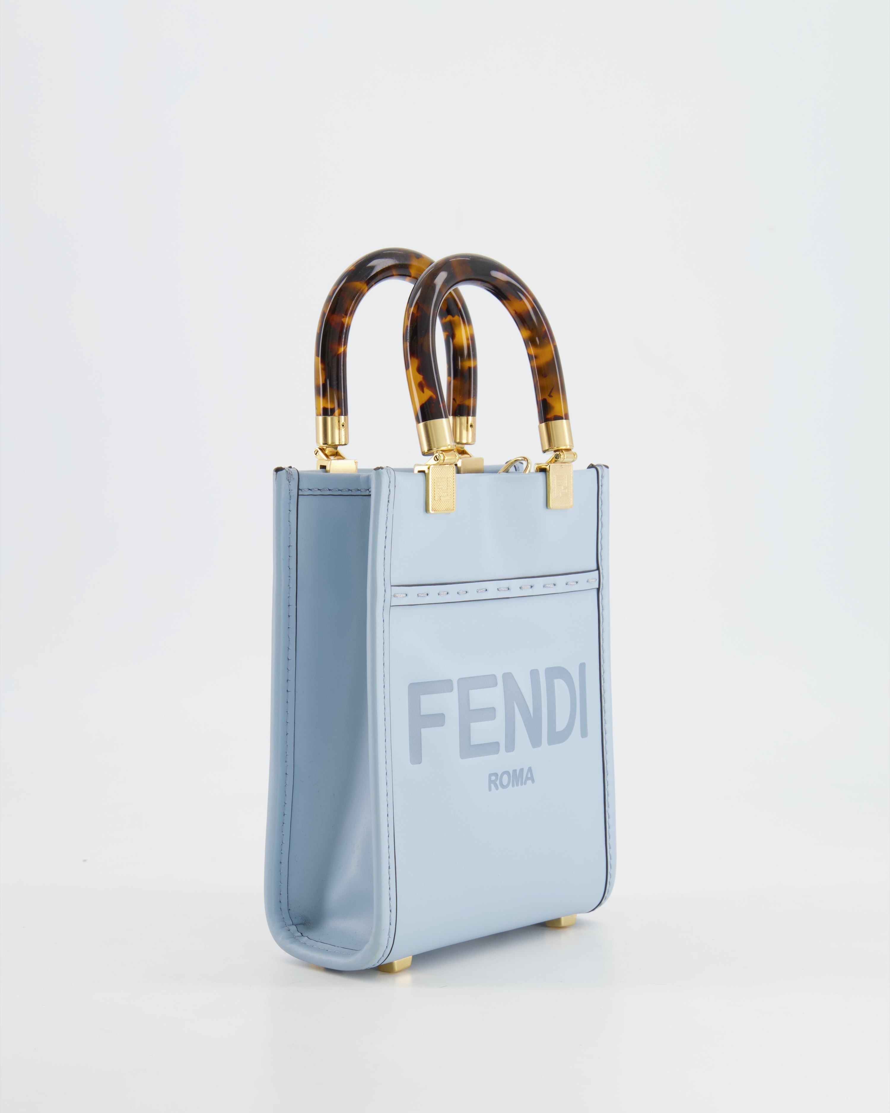 Fendi Baby Blue Leather Sunshine Shopper Mini Bag RRP £1,290