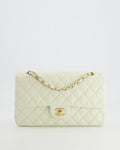 Chanel White Medium Double Flap Bag in Lambskin Leather with Champagne Gold Hardware