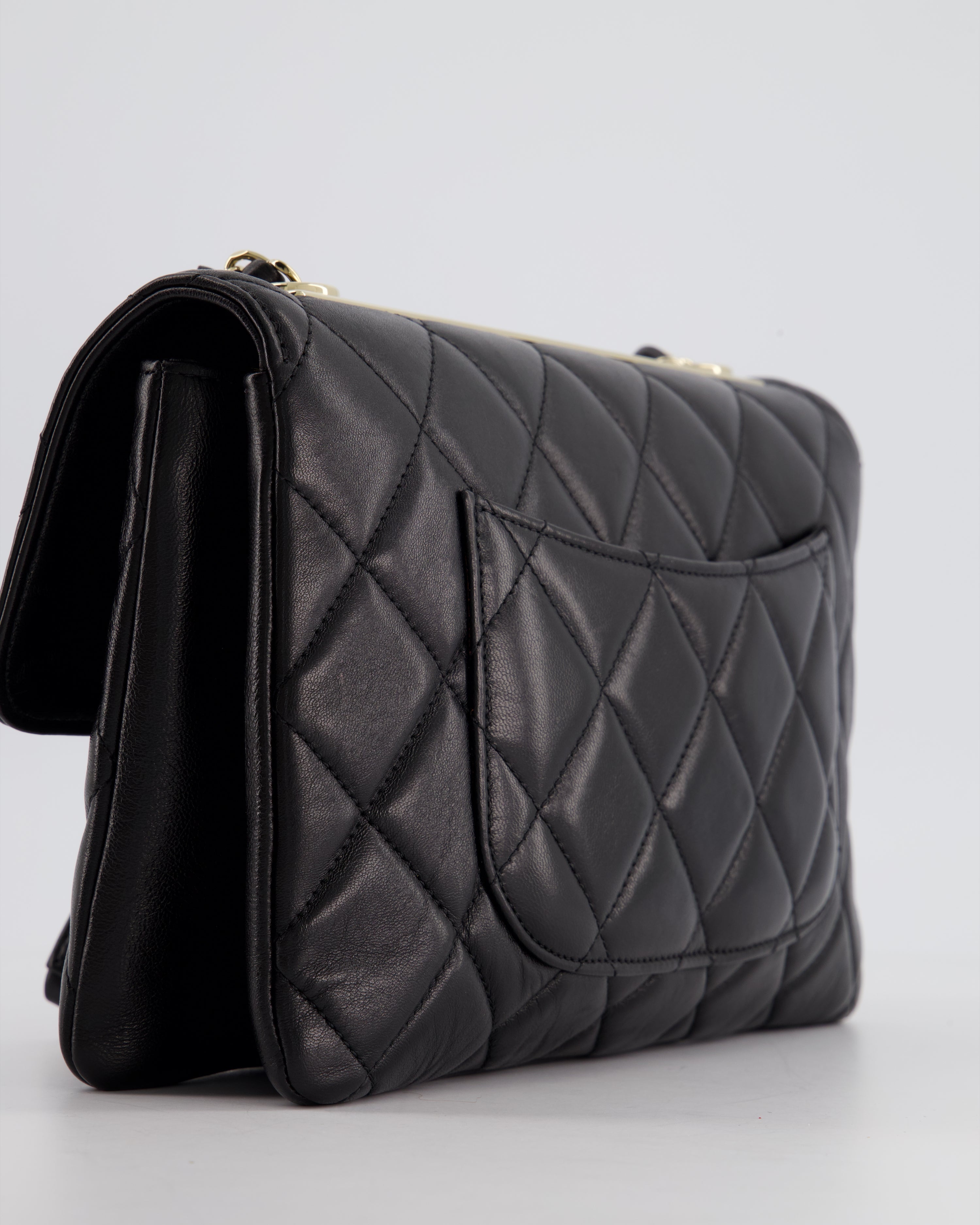 Chanel Black Trendy CC Shoulder Bag in Lambskin Leather with Champagne Gold Hardware