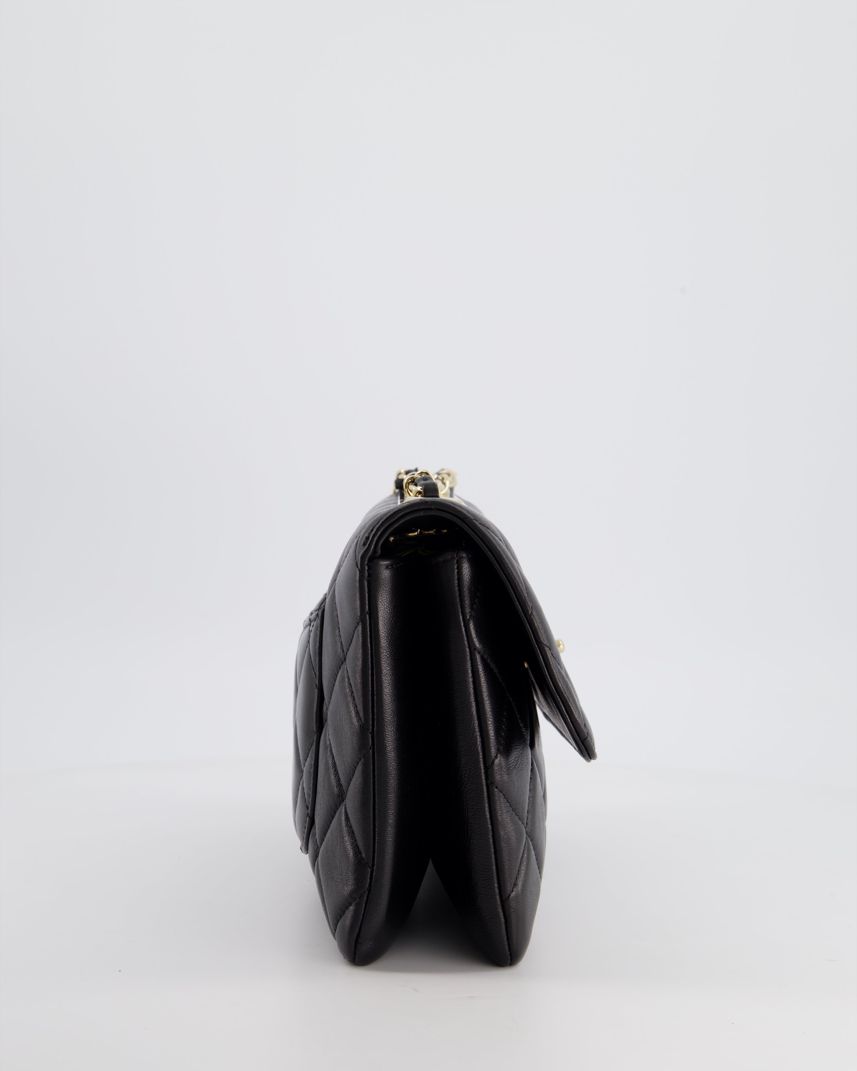 Chanel Black Trendy CC Shoulder Bag in Lambskin Leather with Champagne Gold Hardware