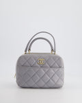 Chanel Dove Grey Trendy Vanity Case Top Handle Bag in Lambskin Leather with Champagne Gold Hardware