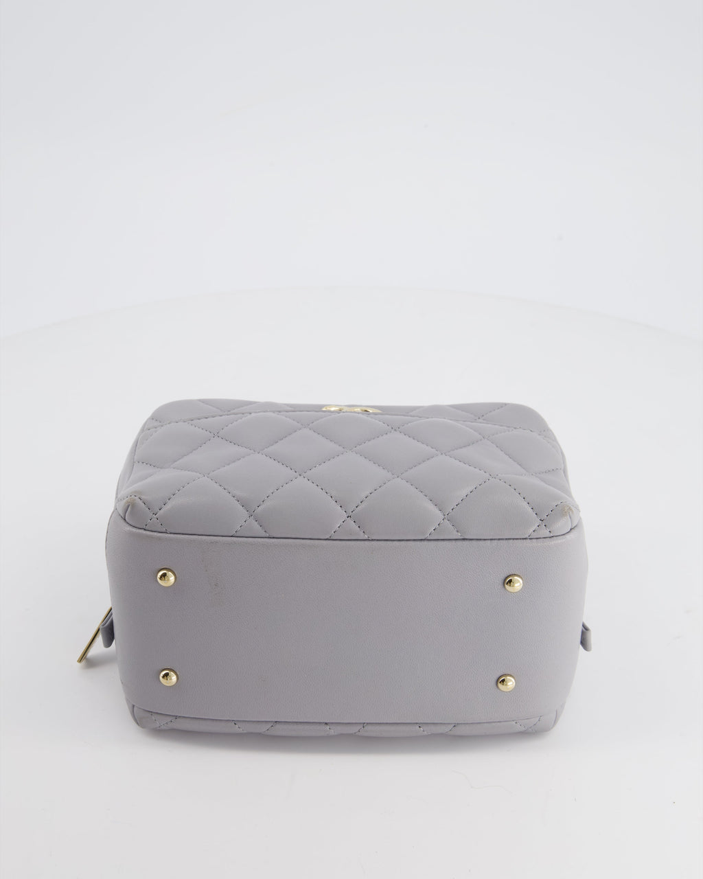 Chanel Dove Grey Trendy Vanity Case Top Handle Bag in Lambskin Leather with Champagne Gold Hardware