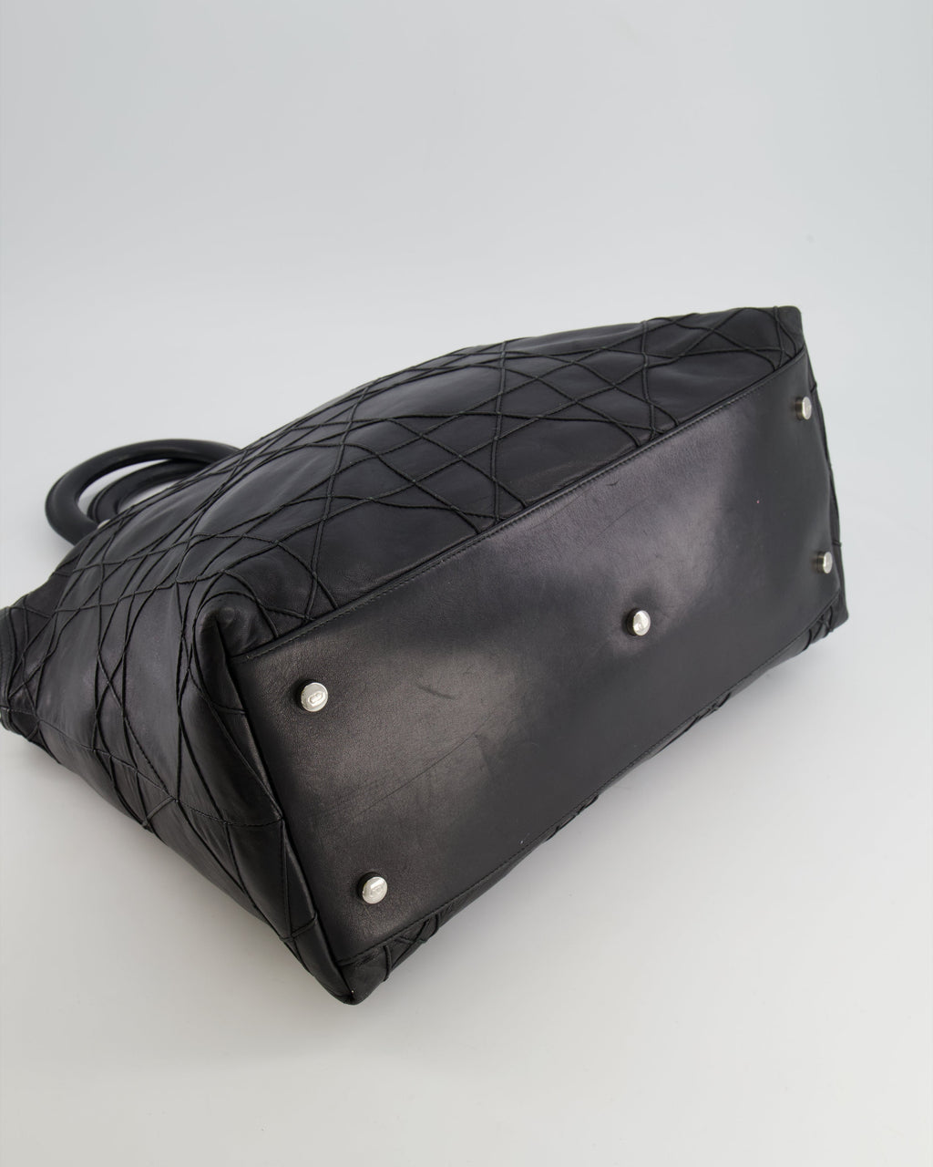 Christian Dior Black Leather Granville Tote Bag with Silver Hardware