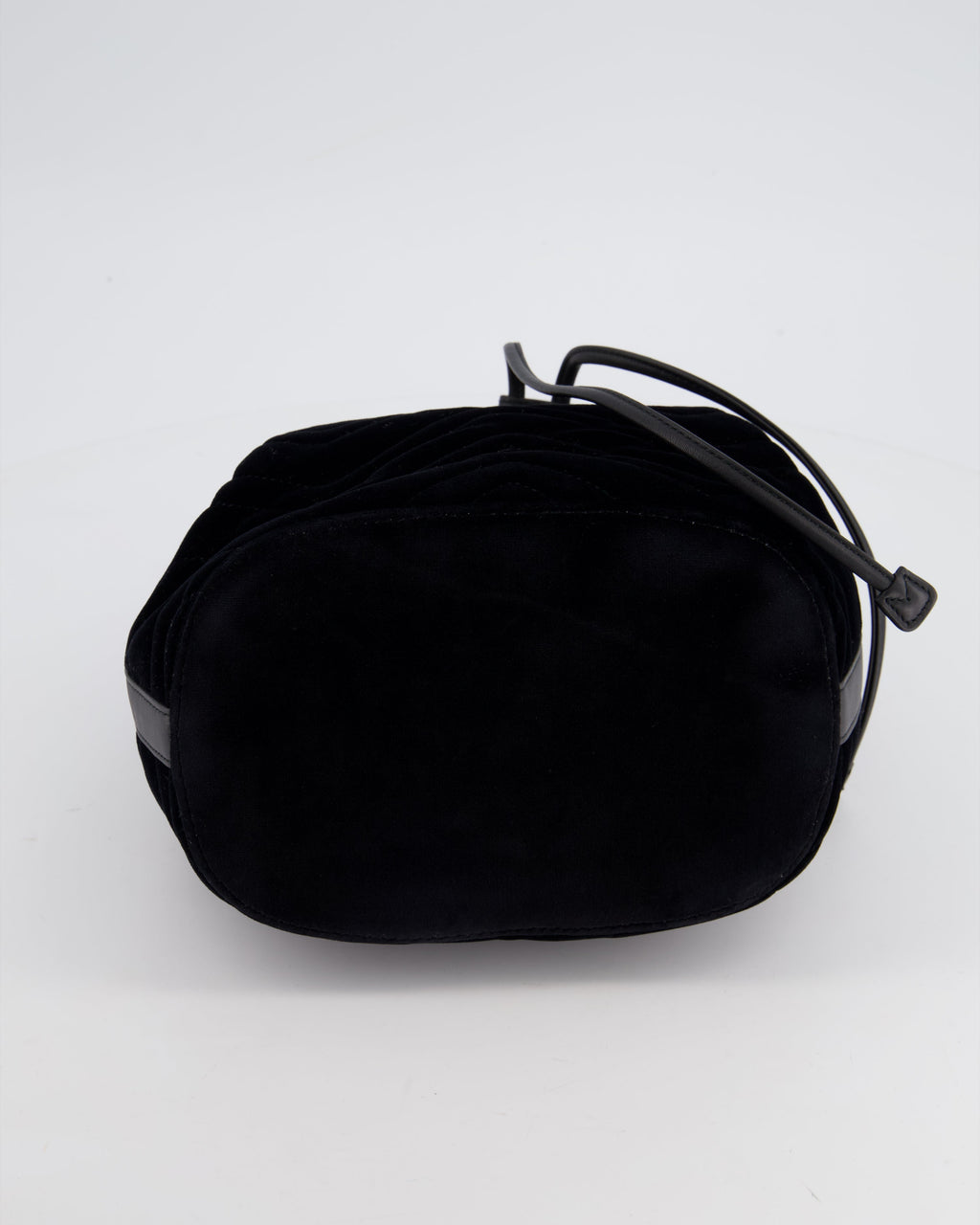 Gucci Black Velvet GG Marmont Bucket Bag with Gold Hardware
