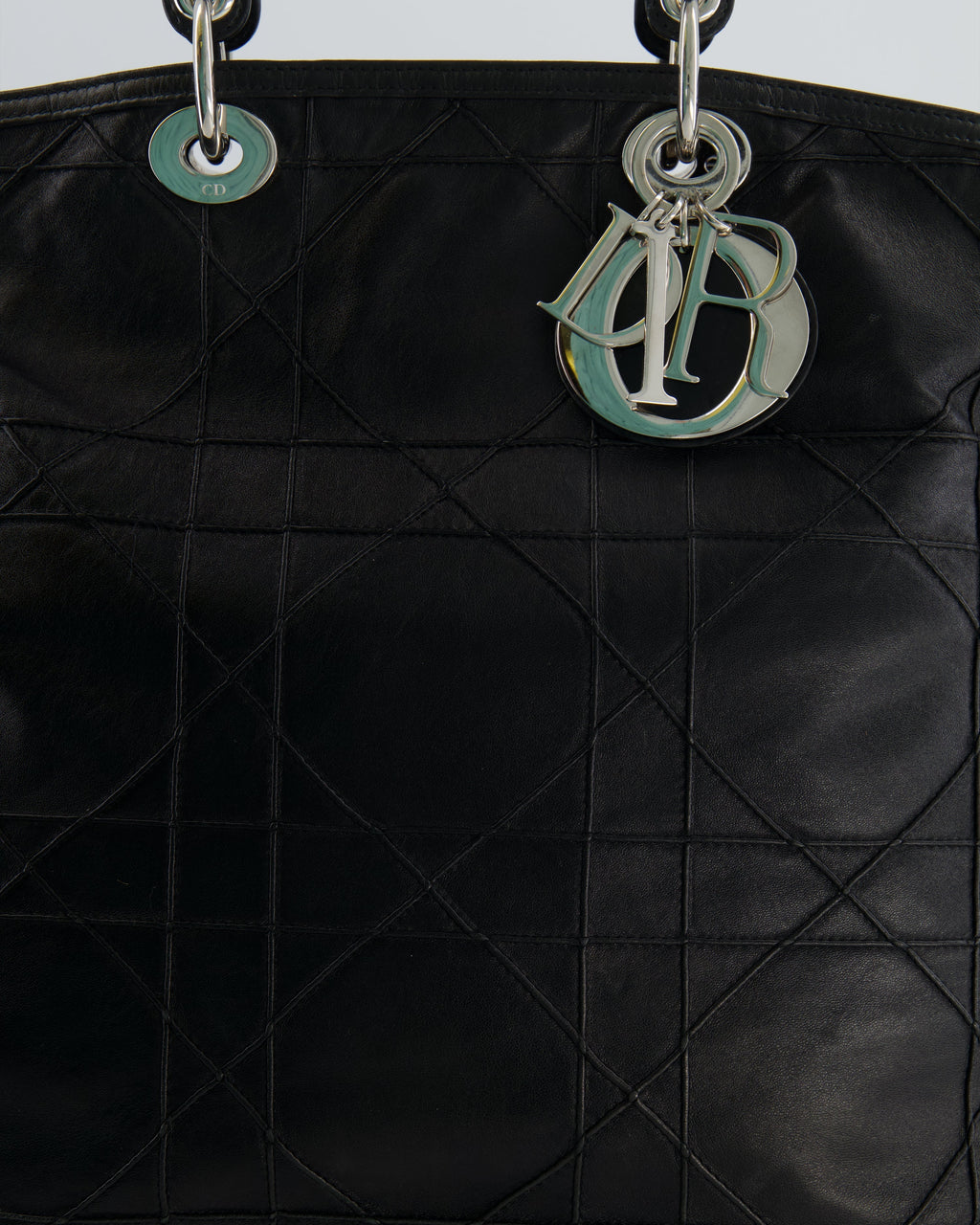 Christian Dior Black Leather Granville Tote Bag with Silver Hardware