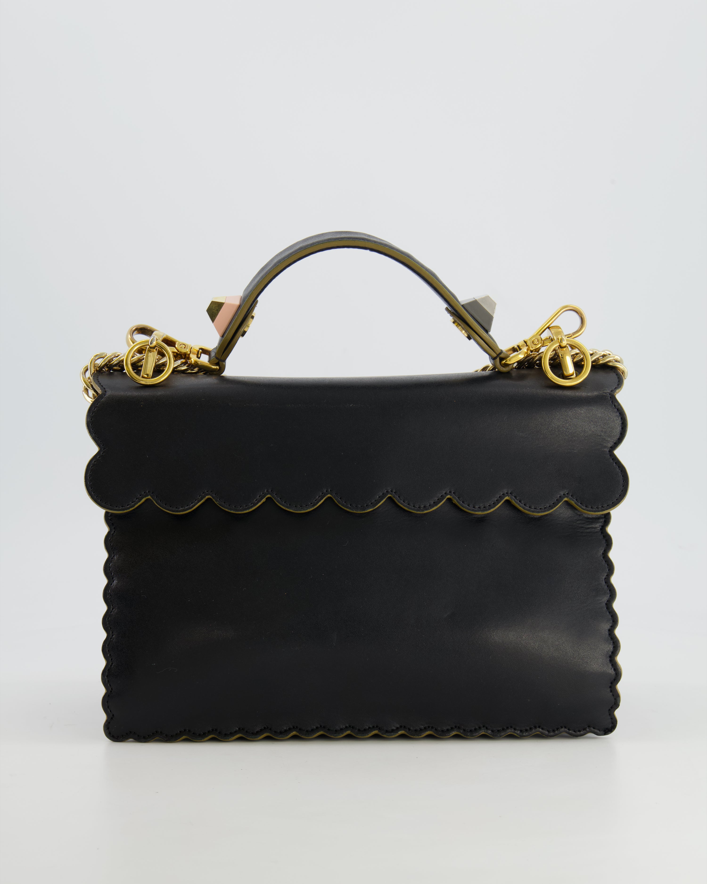 Fendi Midnight Blue Leather "Kan I" Top Handle Bag with Multicolour Hardware