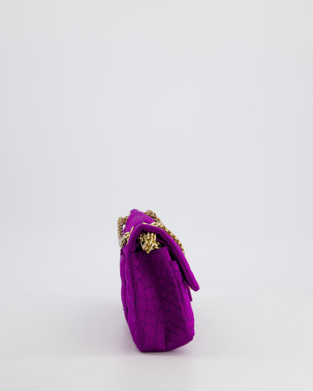 Chanel Purple Small Satin Croc Embossed 2.55 Reissue with Brushed Gold Hardware