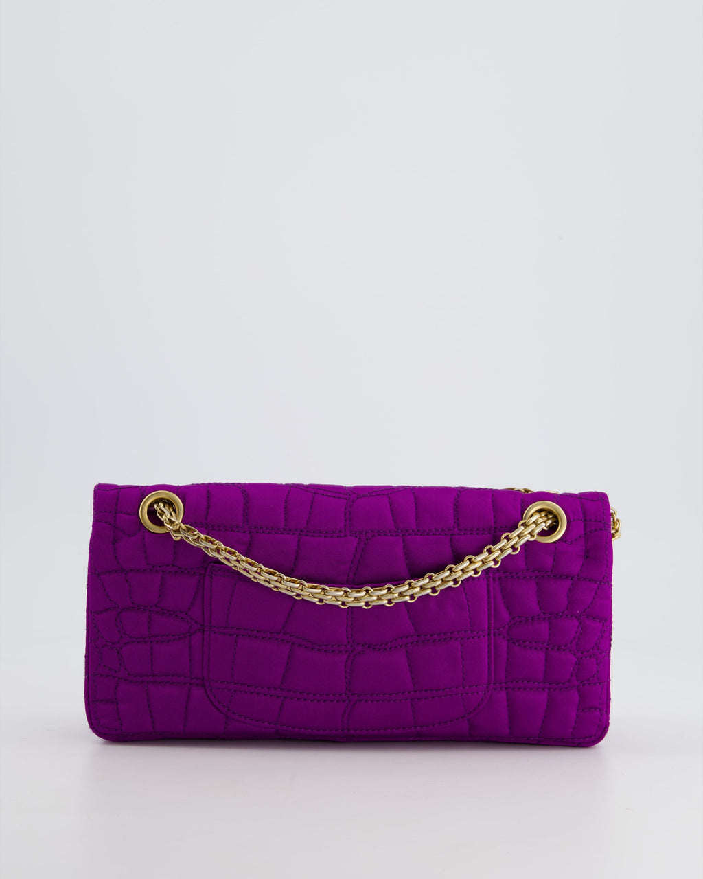 Chanel Purple Small Satin Croc Embossed 2.55 Reissue with Brushed Gold Hardware