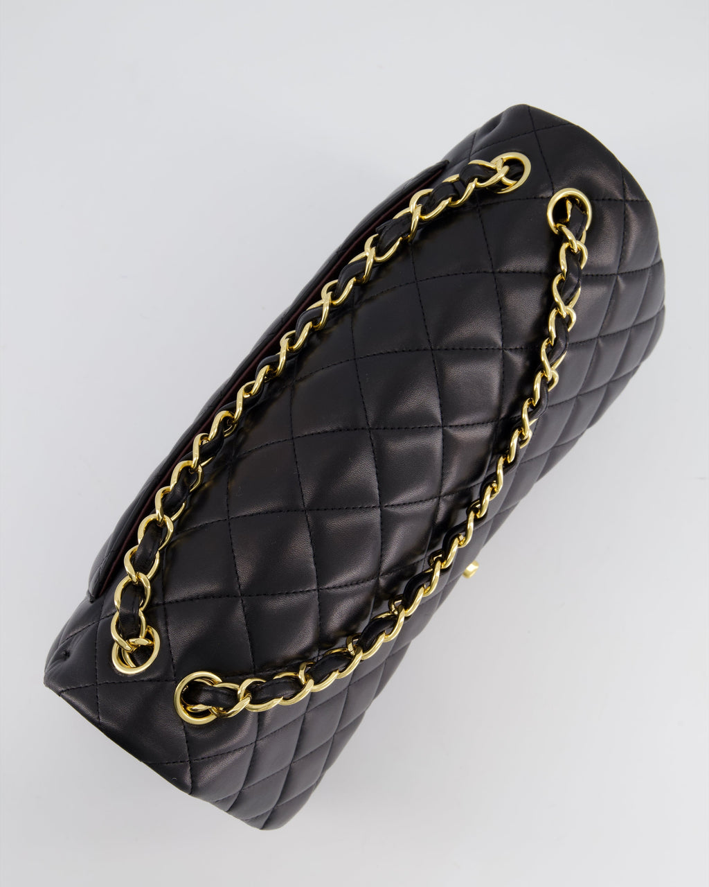 Chanel Black Jumbo Classic Double Flap Bag in Lambskin Leather with Gold Hardware
