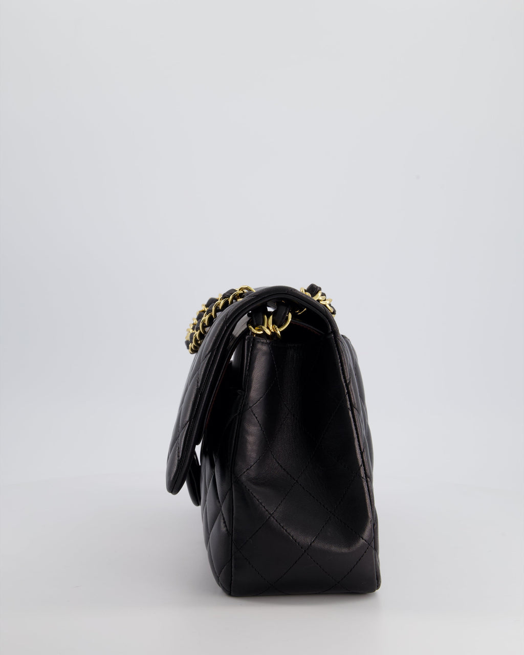 Chanel Black Jumbo Classic Double Flap Bag in Lambskin Leather with Gold Hardware