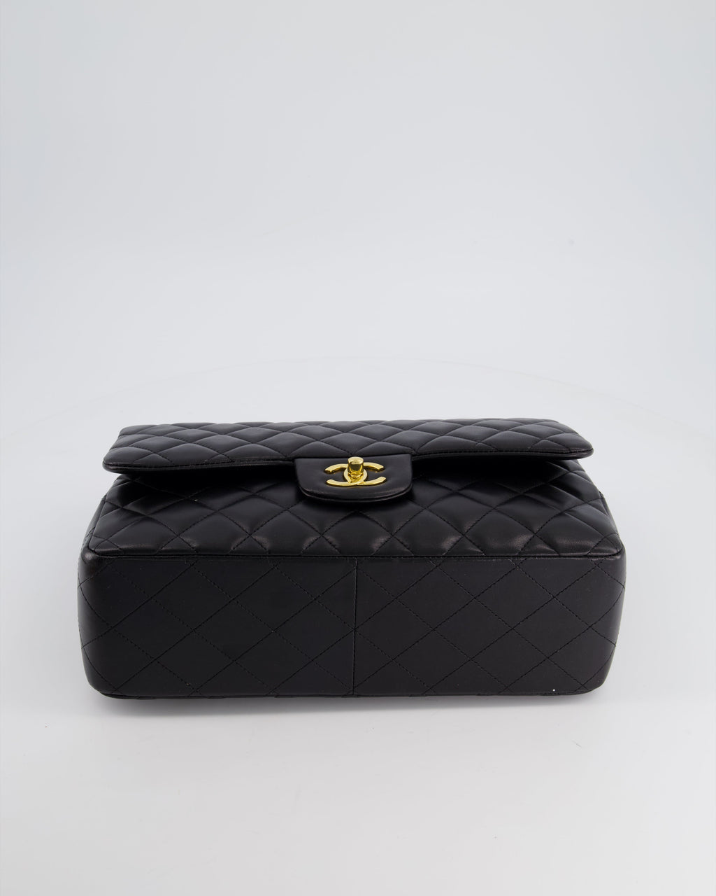 Chanel Black Jumbo Classic Double Flap Bag in Lambskin Leather with Gold Hardware