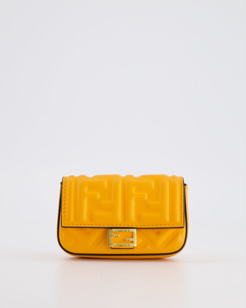 Fendi Orange Nano Baguette Clutch Charm Bag in Nappa Leather with Detachable Chain Strap Detailing RRP £610