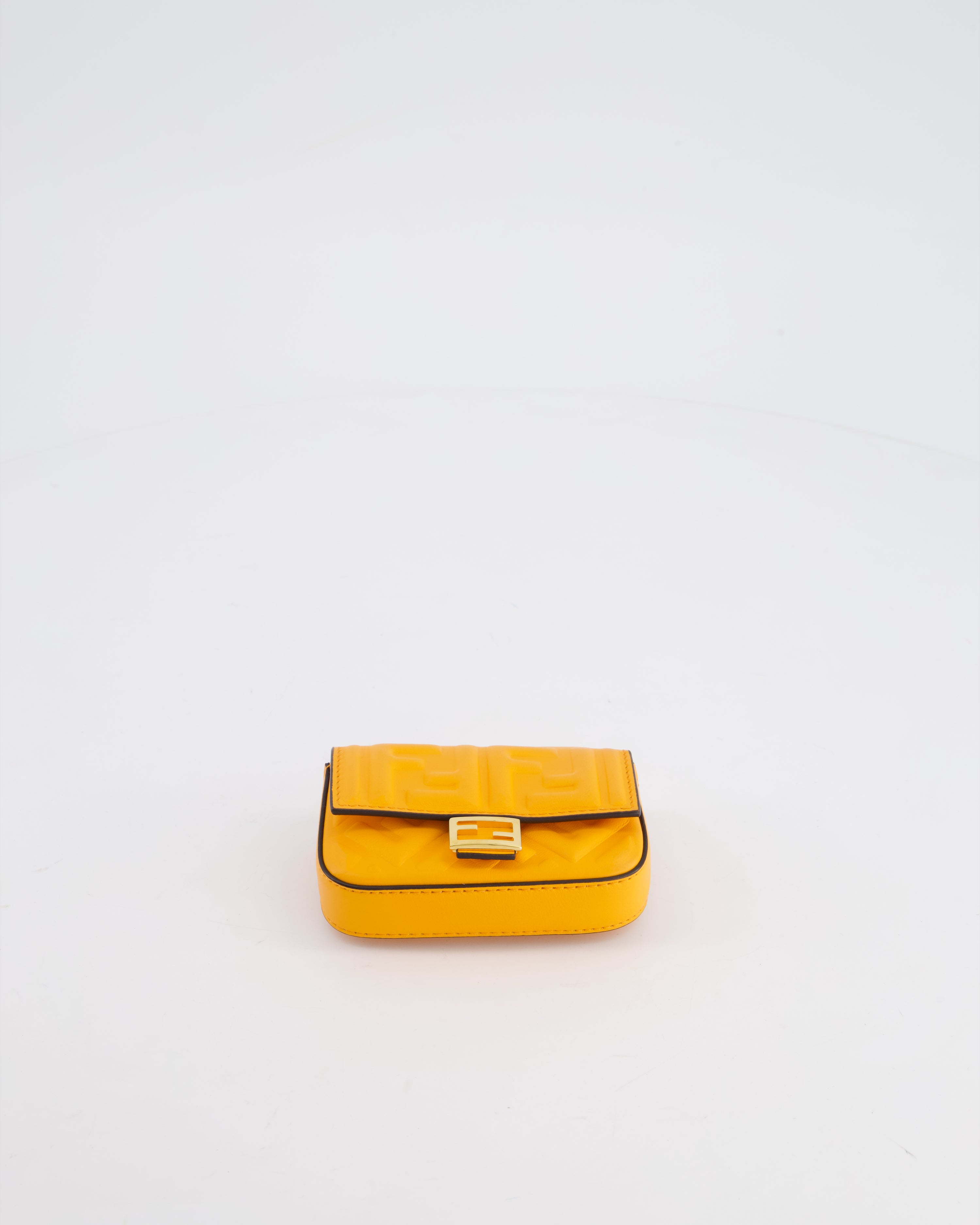 Fendi Orange Nano Baguette Clutch Charm Bag in Nappa Leather with Detachable Chain Strap Detailing RRP £610