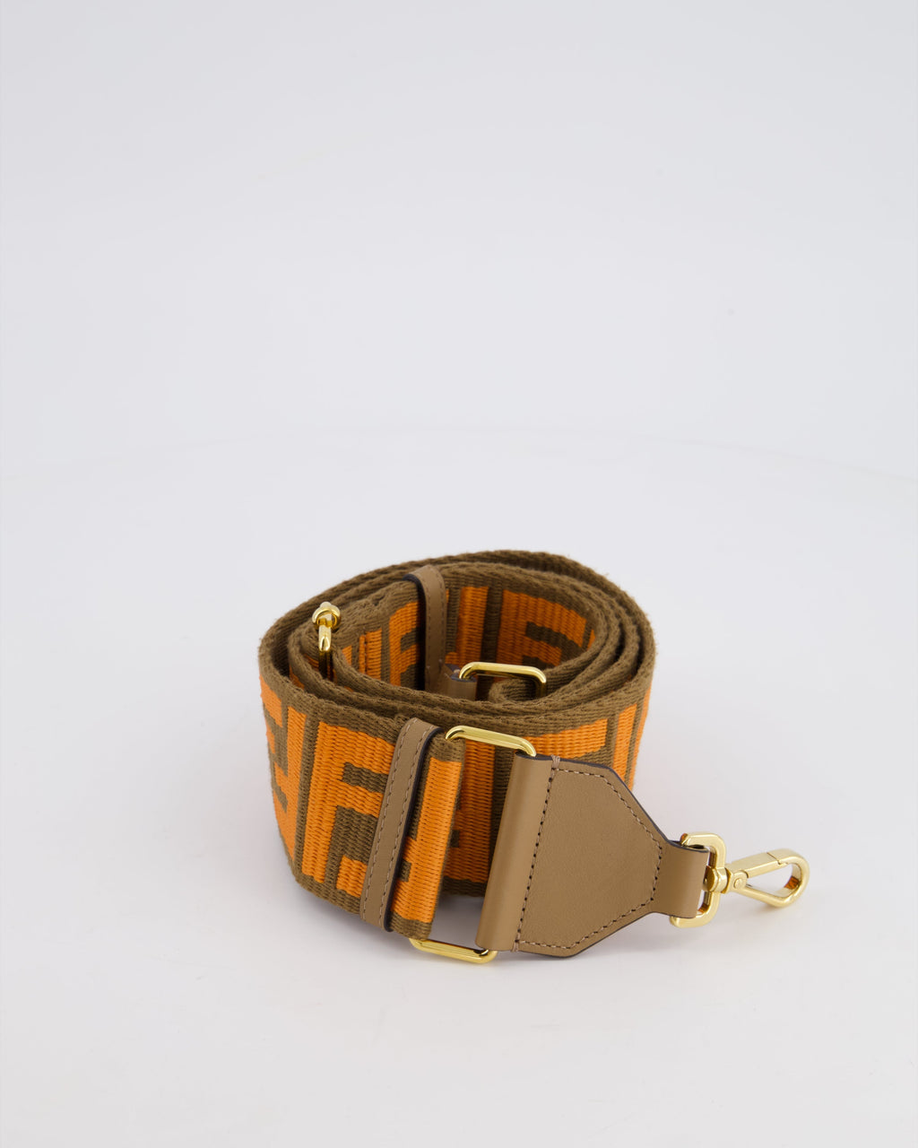 Fendi Brown and Orange 'Strap Me' Bag Strap with Gold Hardware RRP £650