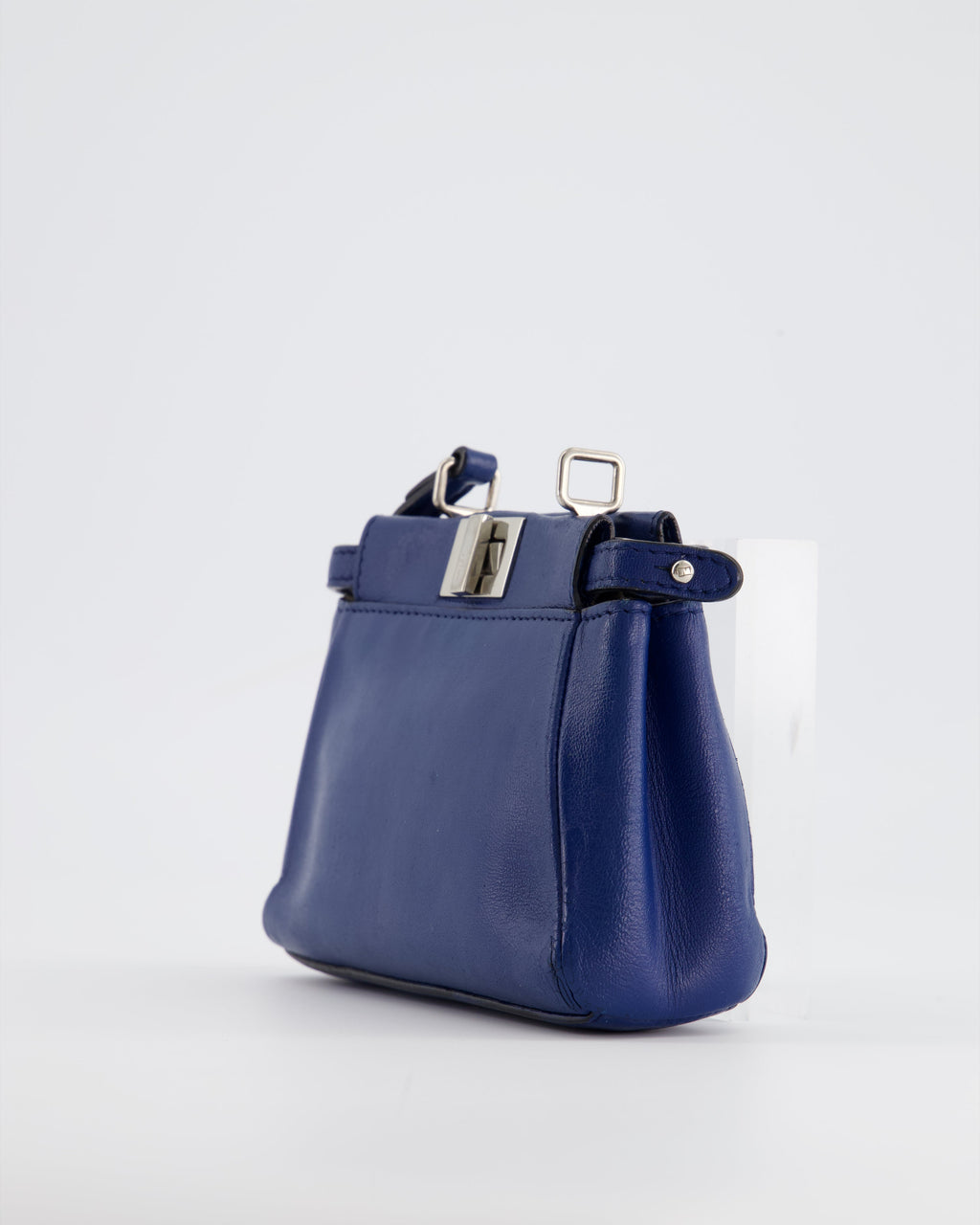 Fendi Blue Micro Mini Peekaboo Bag with Silver Hardware