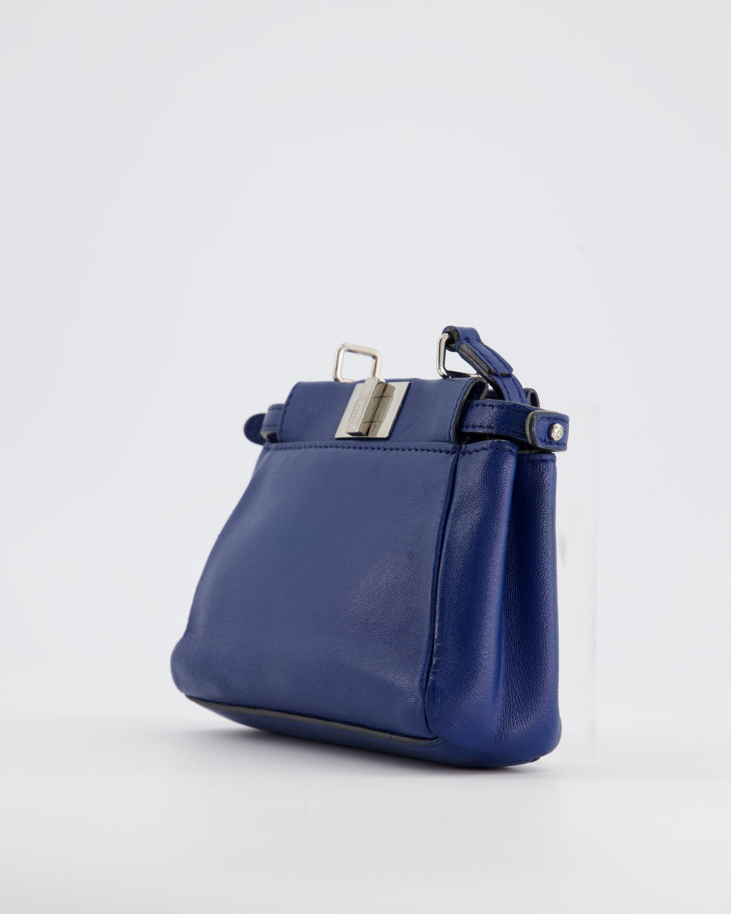 Fendi Blue Micro Mini Peekaboo Bag with Silver Hardware