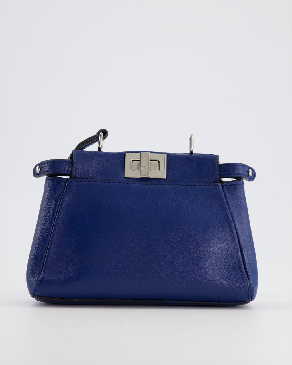 Fendi Blue Micro Mini Peekaboo Bag with Silver Hardware