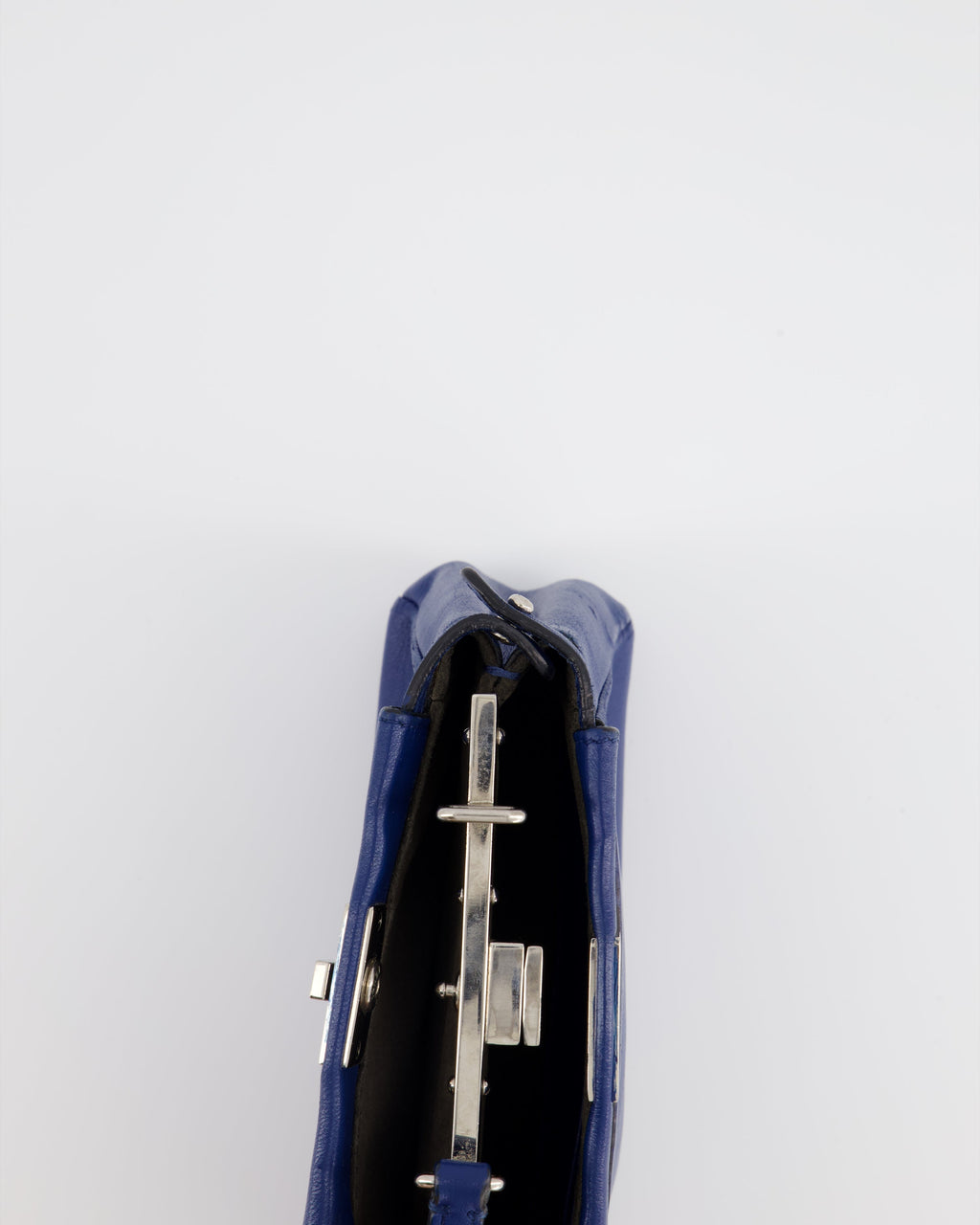 Fendi Blue Micro Mini Peekaboo Bag with Silver Hardware