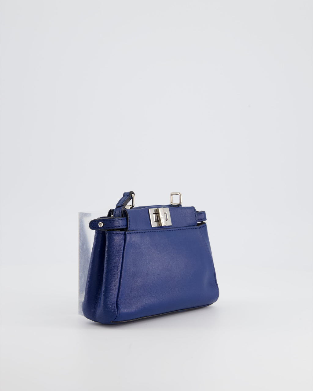 Fendi Blue Micro Mini Peekaboo Bag with Silver Hardware