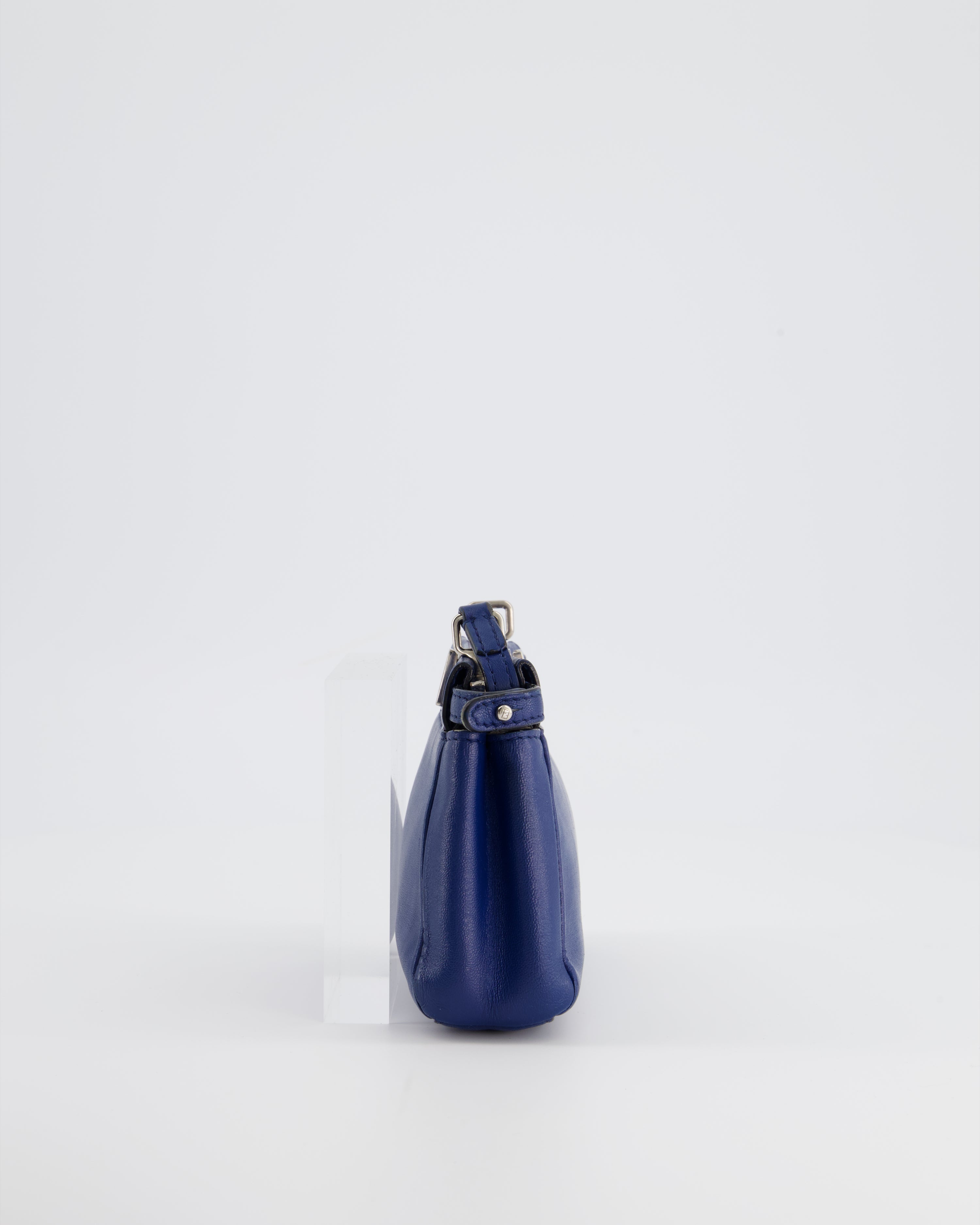 Fendi Blue Micro Mini Peekaboo Bag with Silver Hardware
