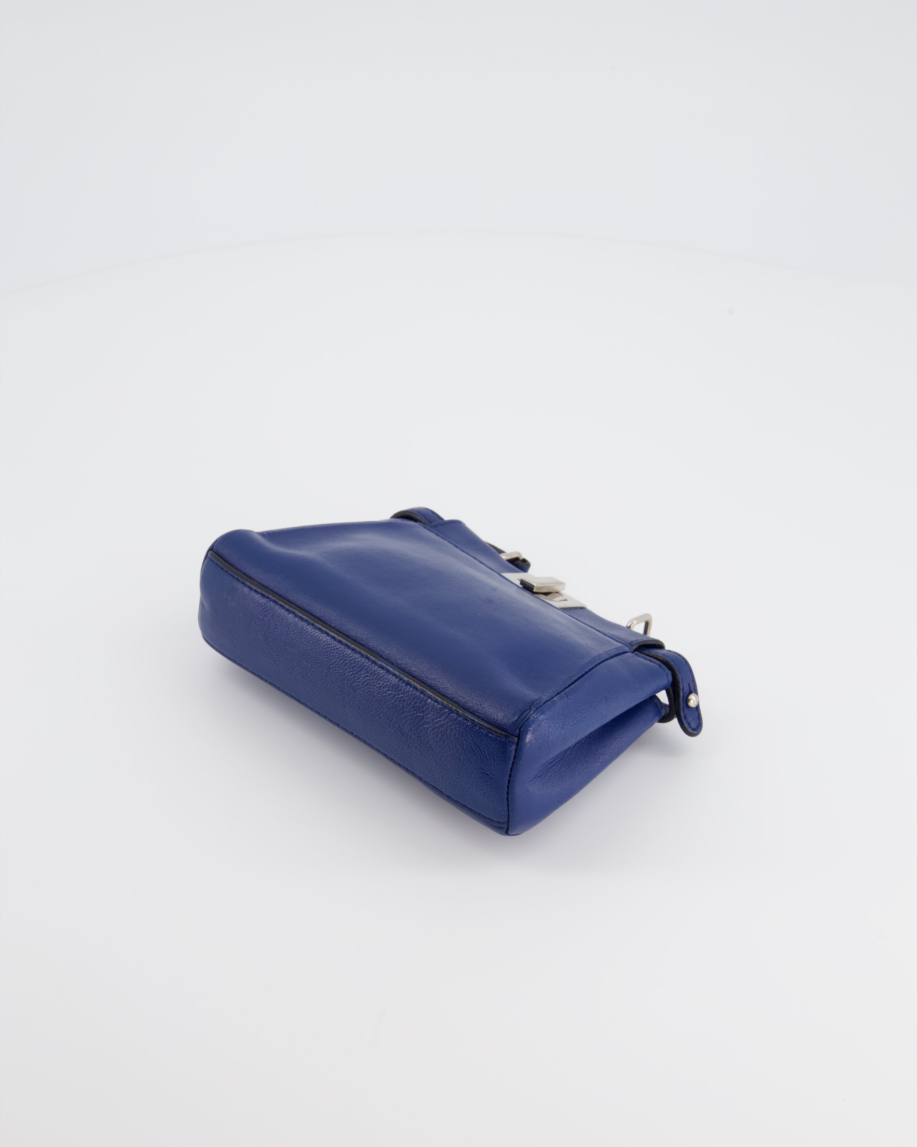 Fendi Blue Micro Mini Peekaboo Bag with Silver Hardware