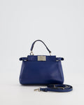 Fendi Blue Micro Mini Peekaboo Bag with Silver Hardware