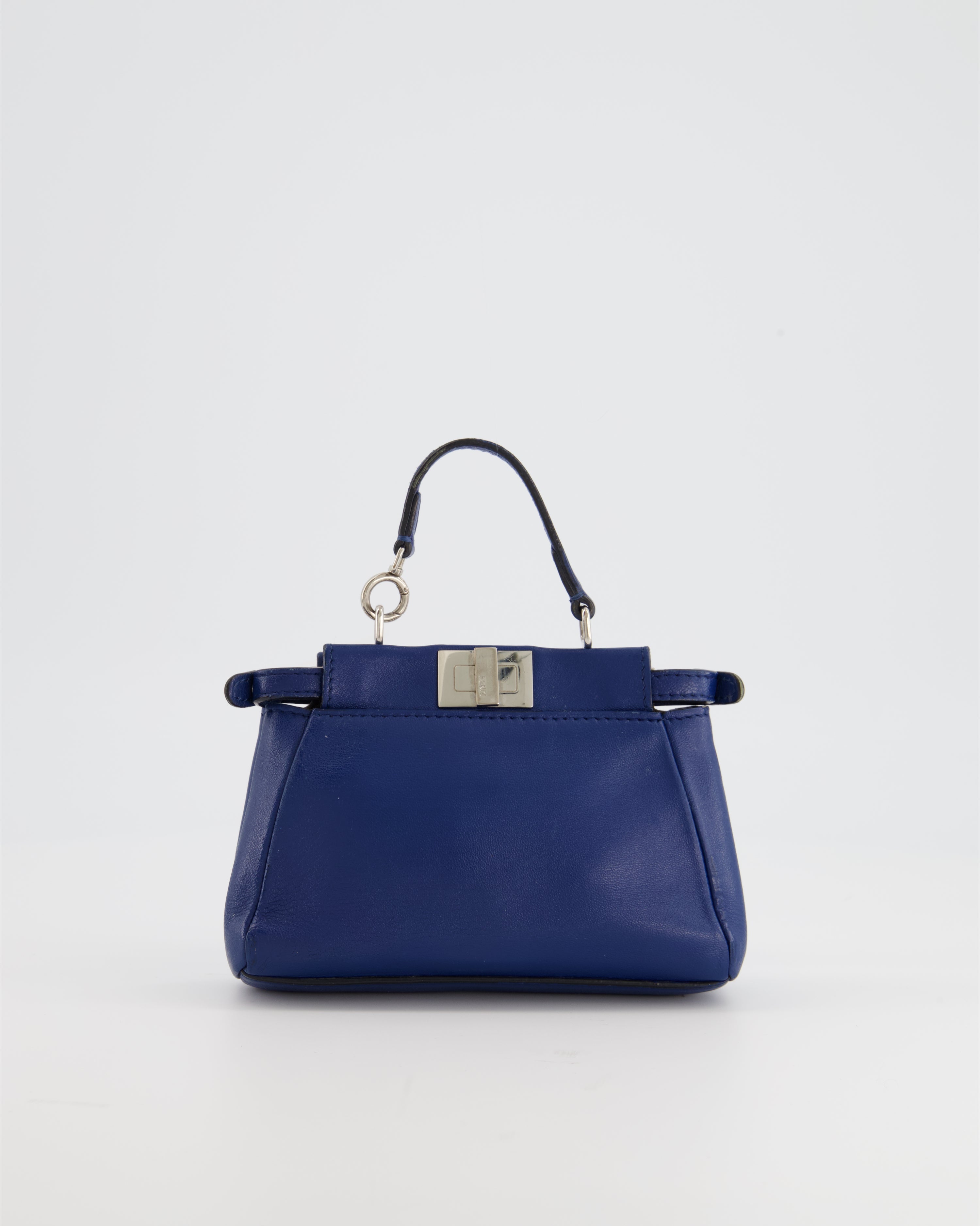 Fendi Blue Micro Mini Peekaboo Bag with Silver Hardware