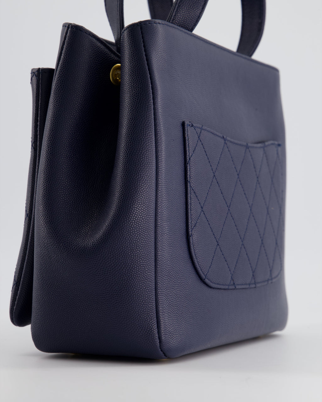 Chanel Navy Framed Business Affinity Bag in Caviar Leather with Brushed Gold Hardware