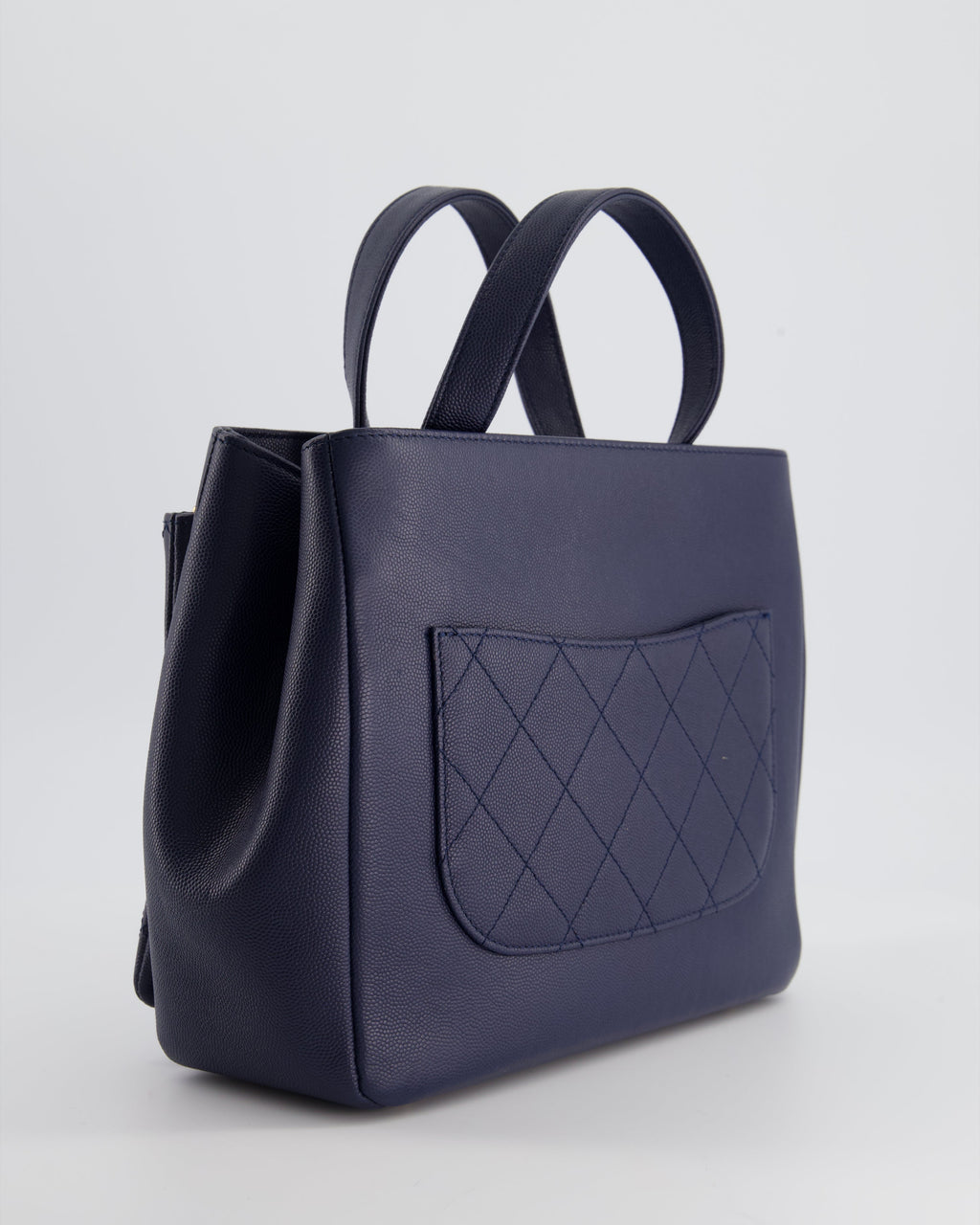 Chanel Navy Framed Business Affinity Bag in Caviar Leather with Brushed Gold Hardware