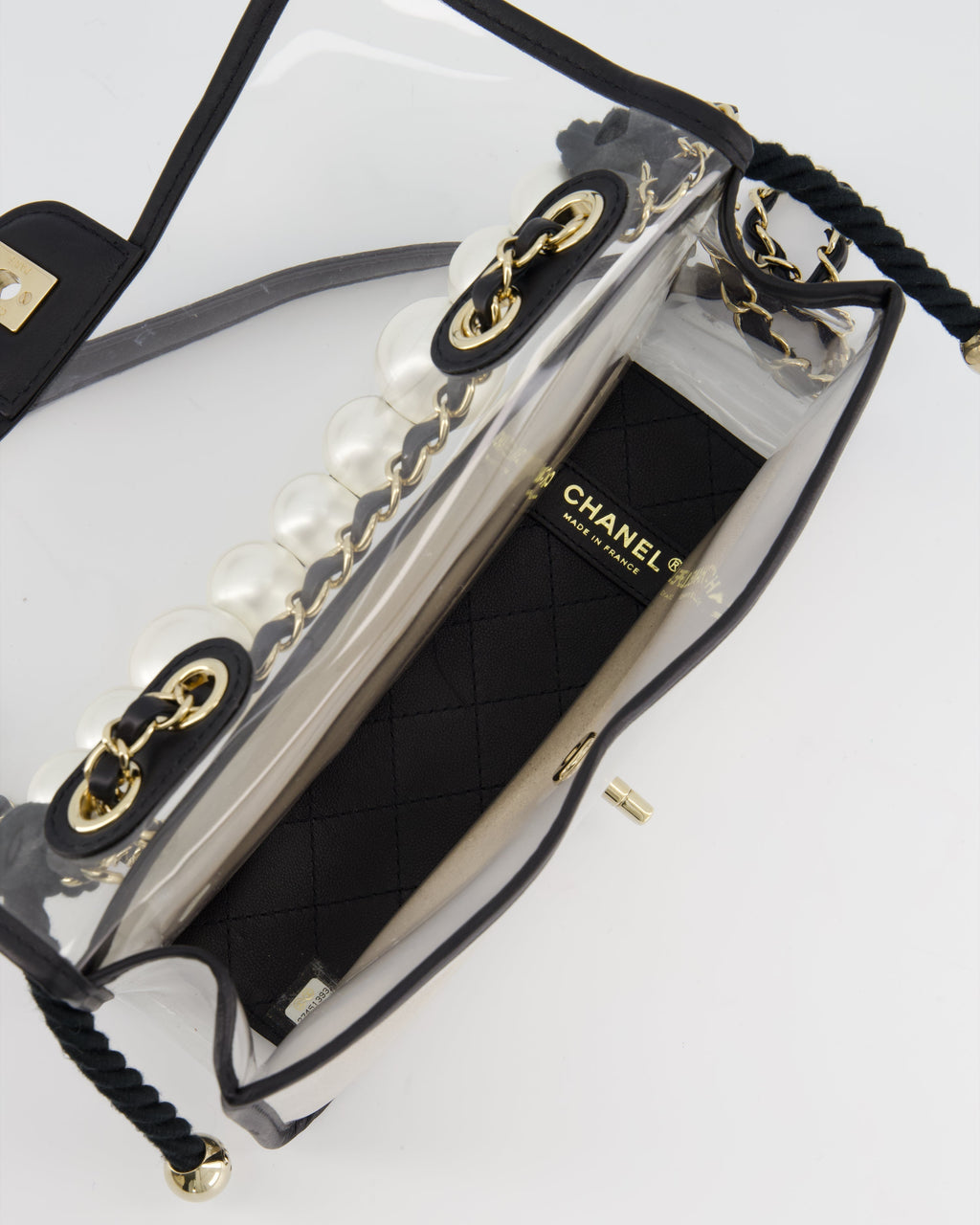 Chanel Coco Sand Pearl Strap Medium Flap with Champagne Gold Hardware