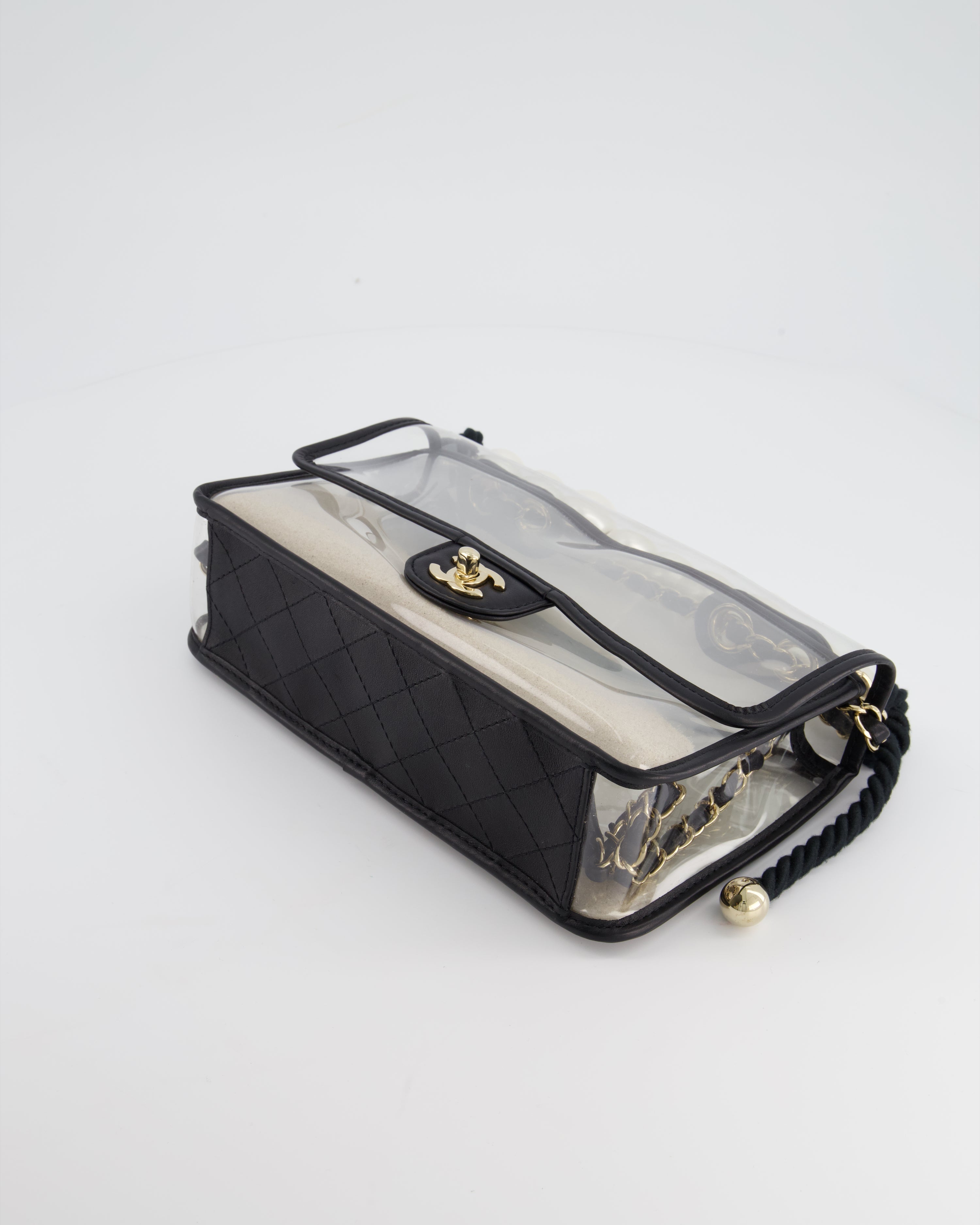 Chanel Coco Sand Pearl Strap Medium Flap with Champagne Gold Hardware