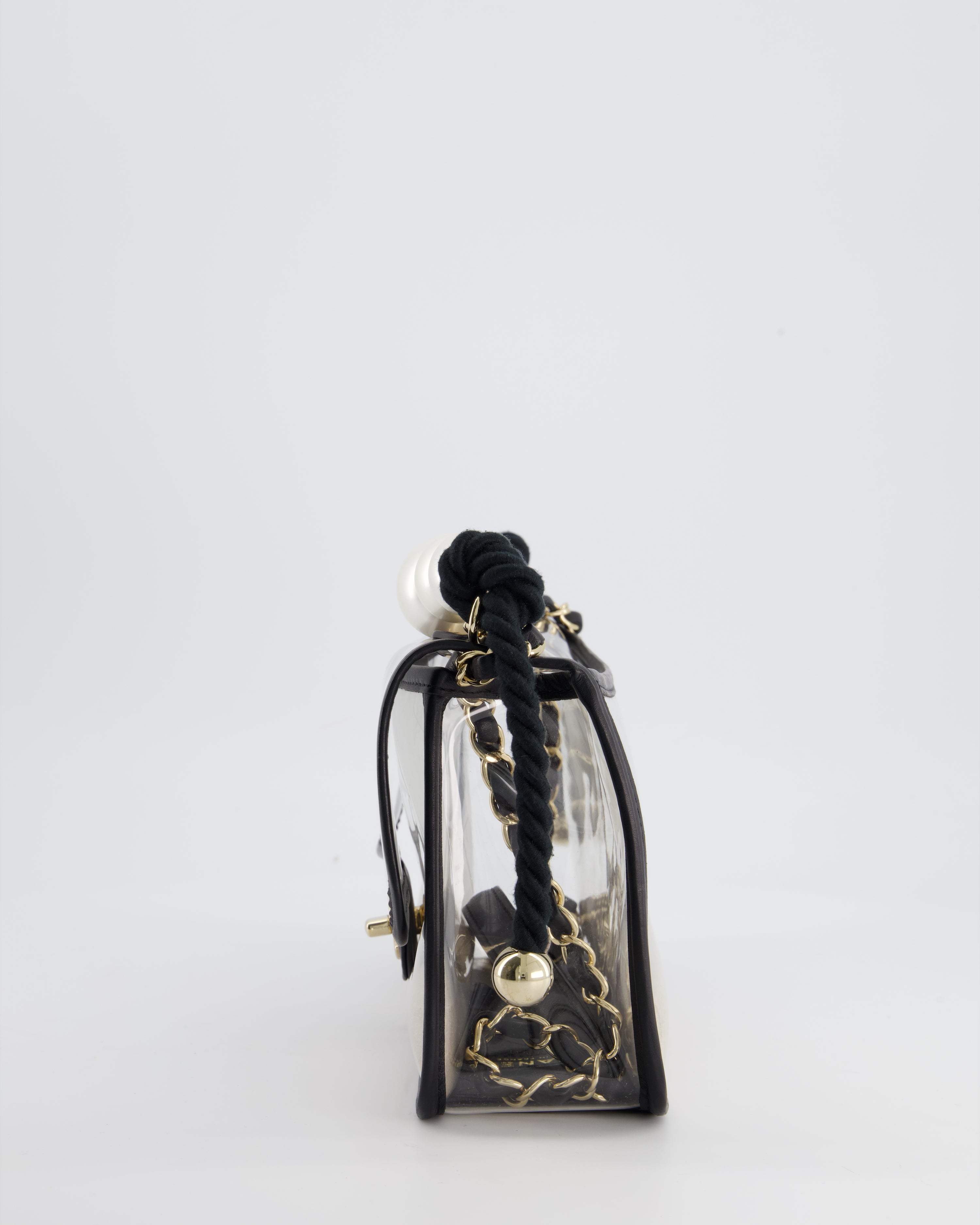 Chanel Coco Sand Pearl Strap Medium Flap with Champagne Gold Hardware