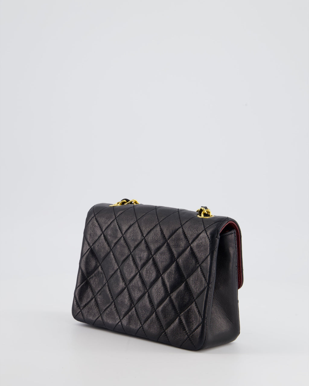 Chanel Vintage Black Mini Rectagular Single Flap Bag in Lambskin Leather and 24K Gold Hardware
