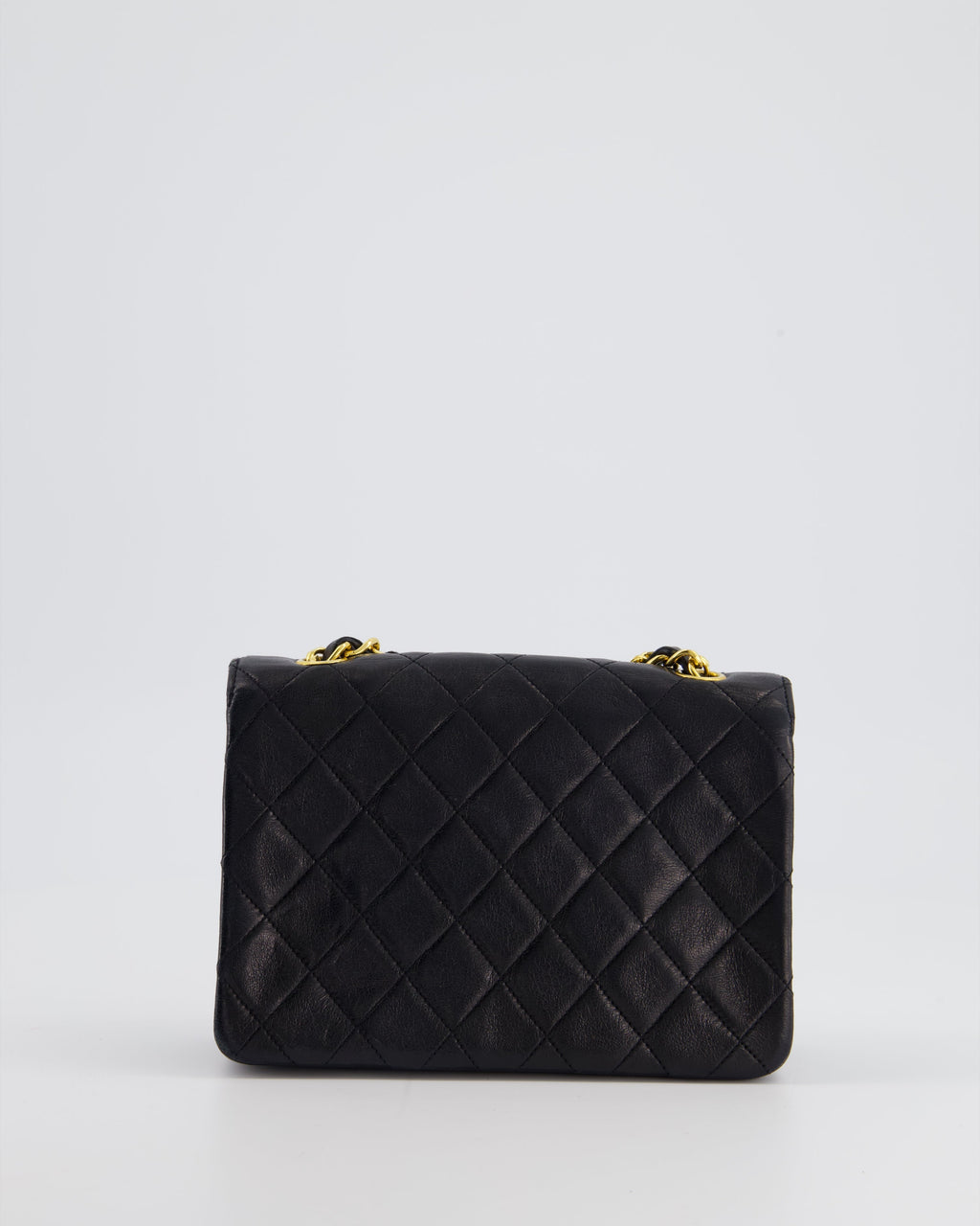 Chanel Vintage Black Mini Rectagular Single Flap Bag in Lambskin Leather and 24K Gold Hardware