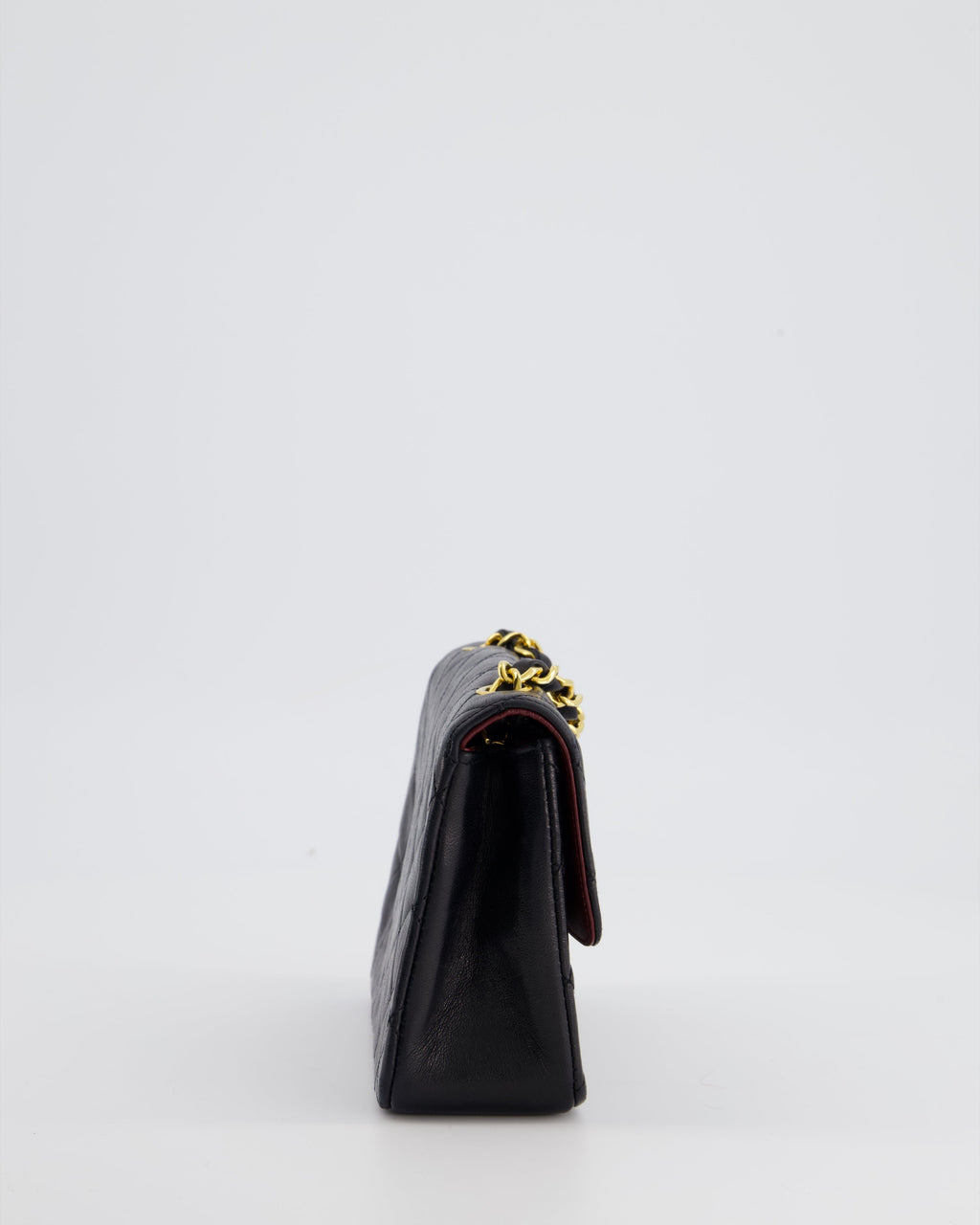 Chanel Vintage Black Mini Rectagular Single Flap Bag in Lambskin Leather and 24K Gold Hardware