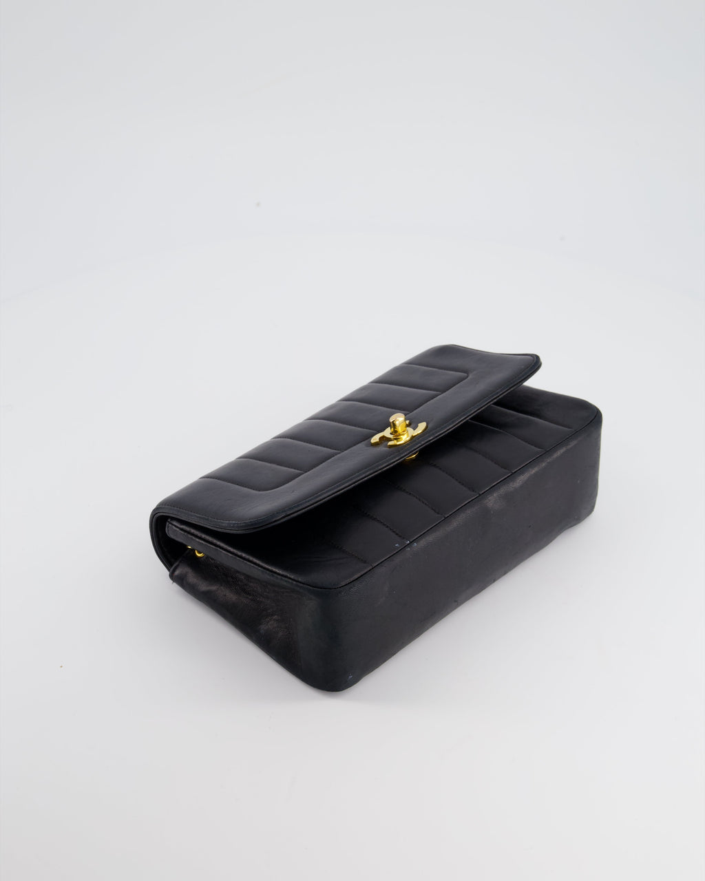 Chanel Navy Vintage Mademoiselle Medium Lambskin Single Flap Bag with 24K Gold Hardware