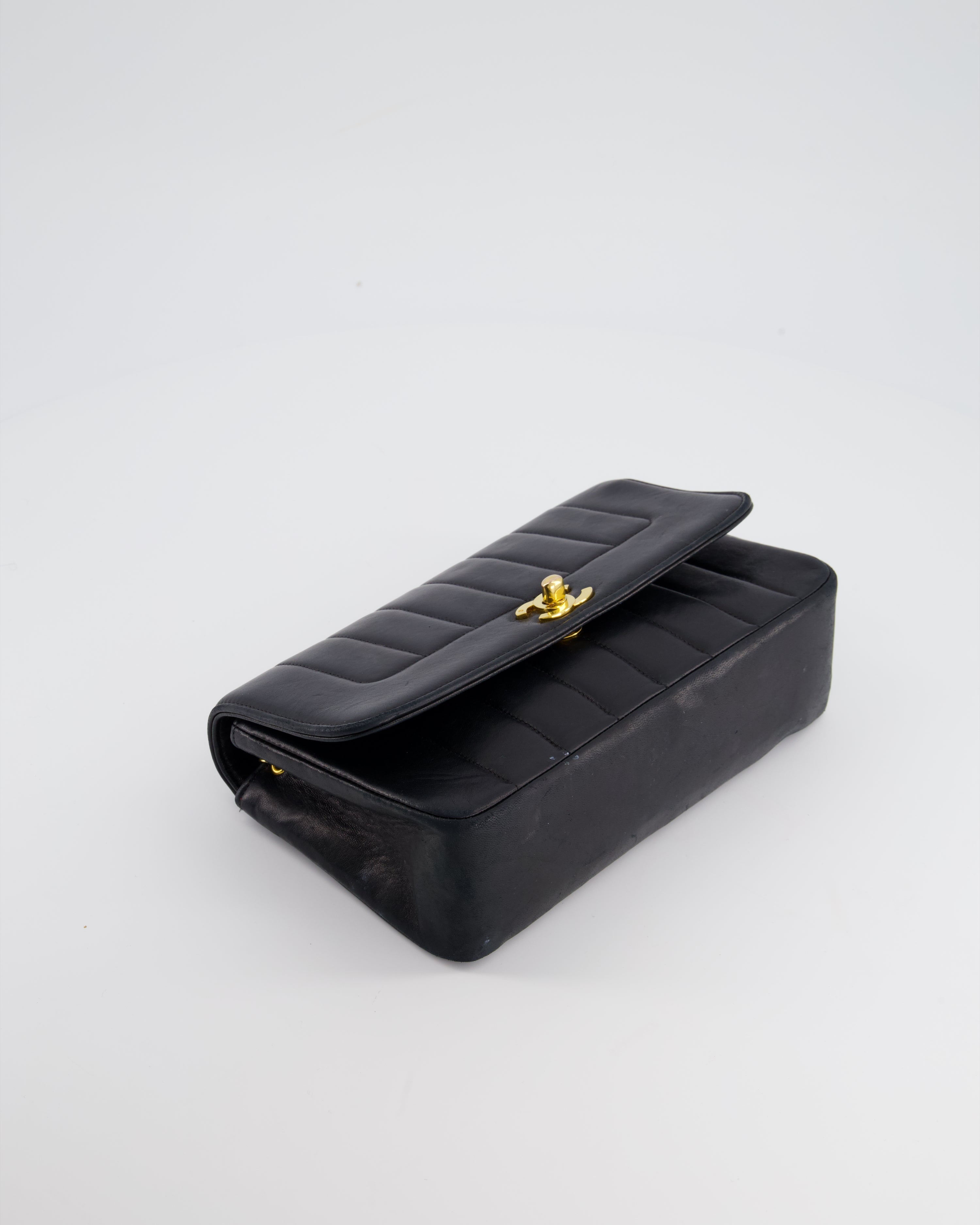 Chanel Navy Vintage Mademoiselle Medium Lambskin Single Flap Bag with 24K Gold Hardware