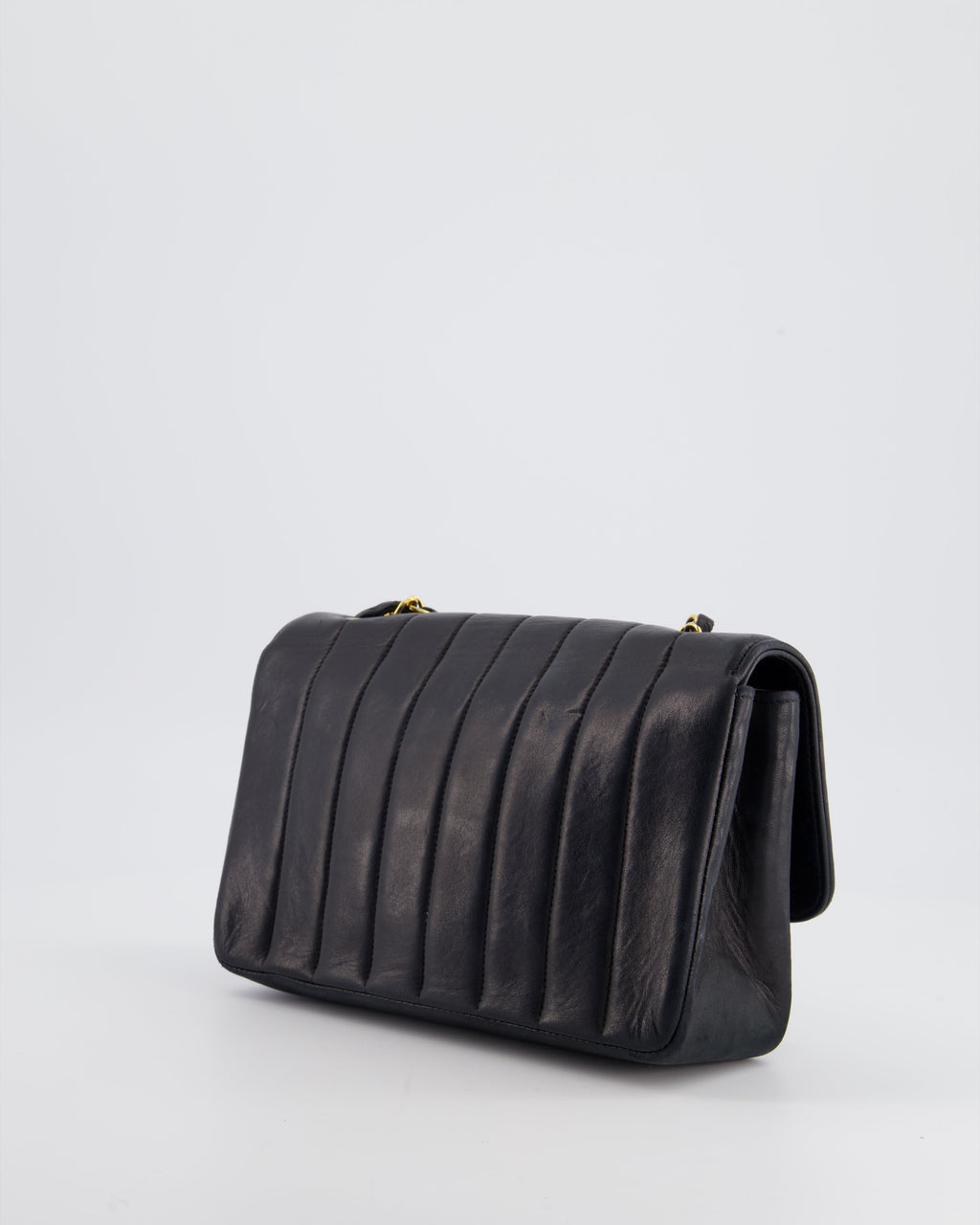 Chanel Navy Vintage Mademoiselle Medium Lambskin Single Flap Bag with 24K Gold Hardware