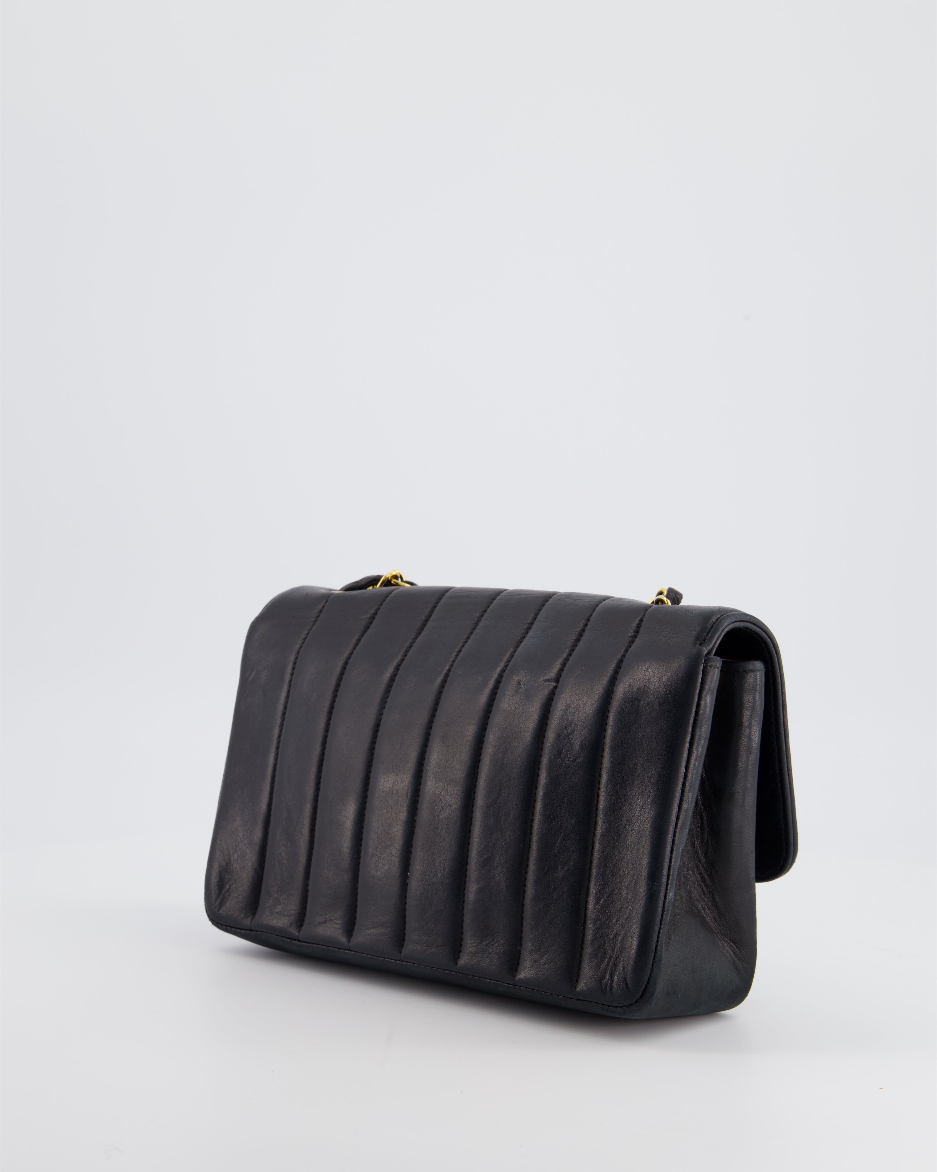 Chanel Navy Vintage Mademoiselle Medium Lambskin Single Flap Bag with 24K Gold Hardware