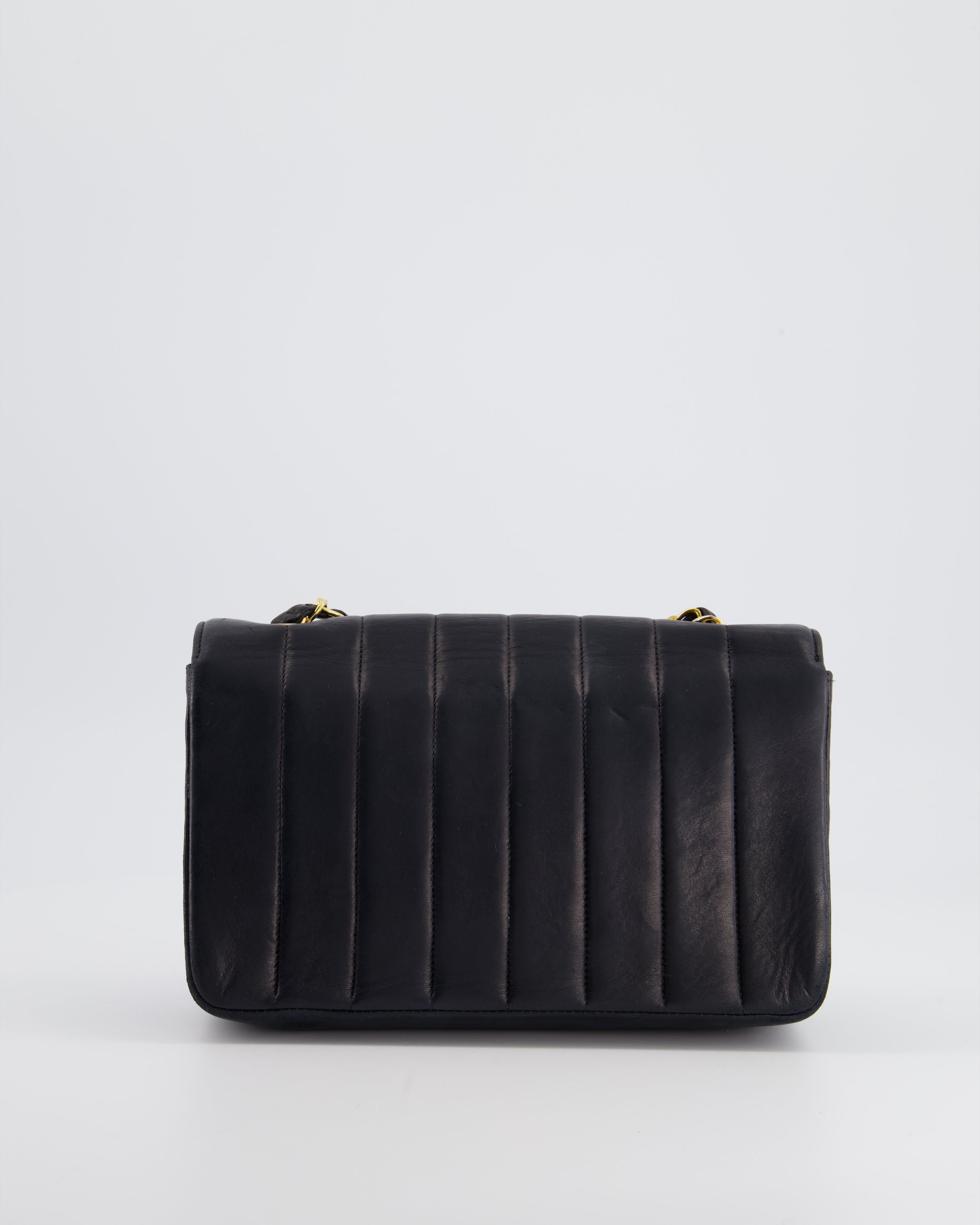 Chanel Navy Vintage Mademoiselle Medium Lambskin Single Flap Bag with 24K Gold Hardware