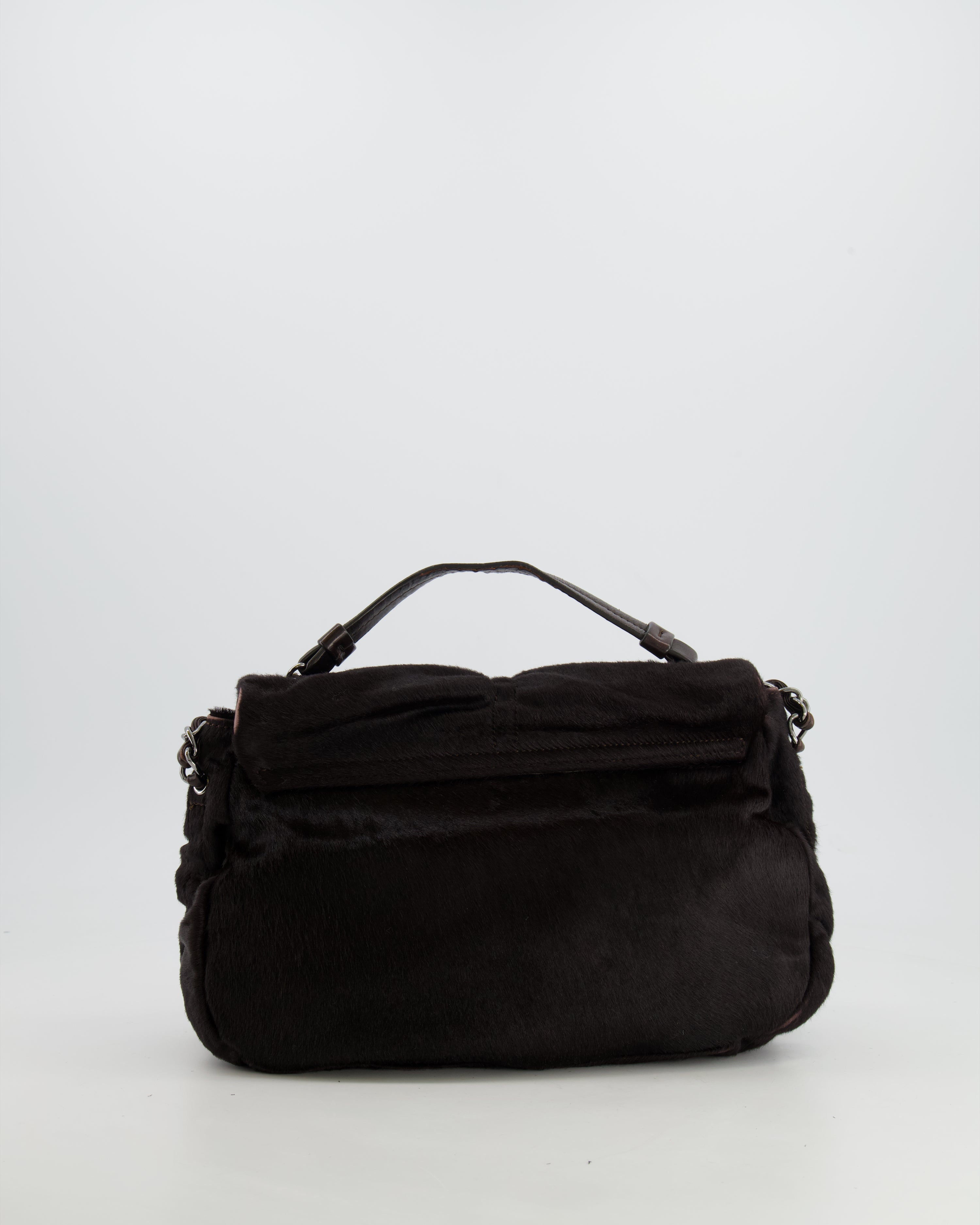 Chanel Chocolate Brown Ponyhair Single Flap Shoulder Bag with Silver Hardware