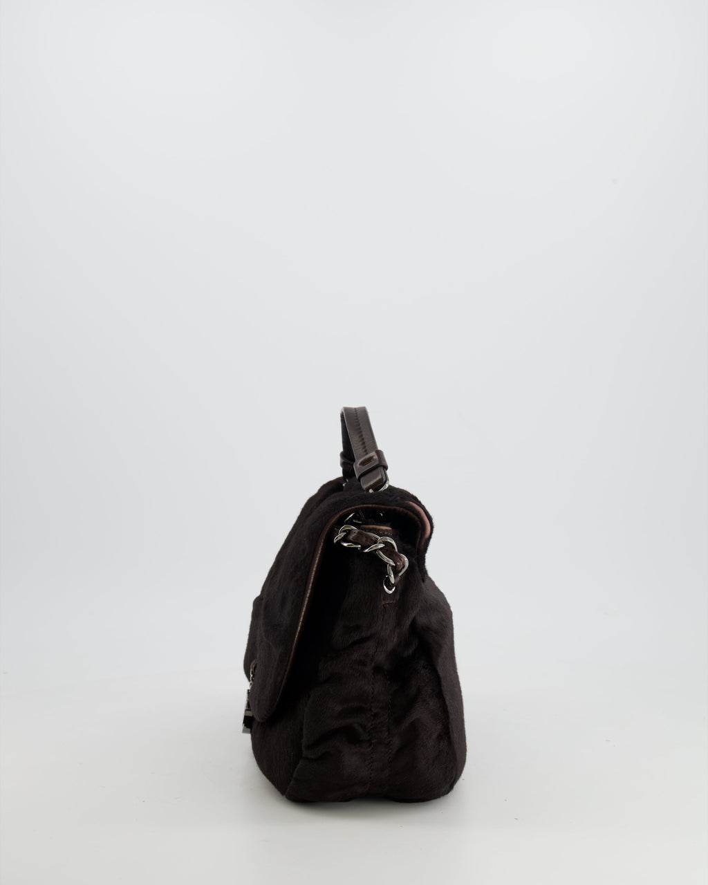 Chanel Chocolate Brown Ponyhair Single Flap Shoulder Bag with Silver Hardware
