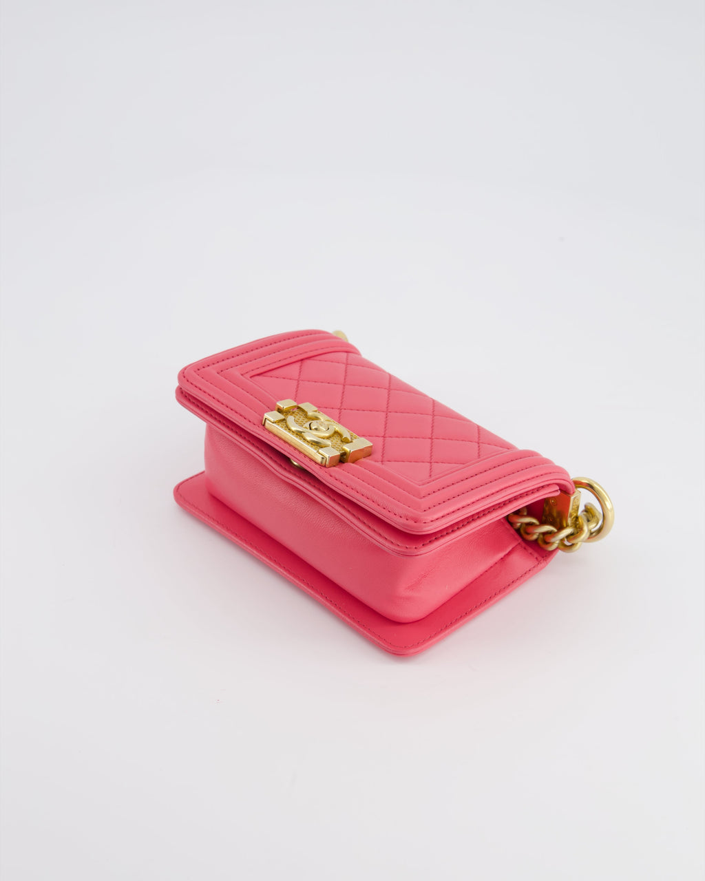 Chanel Punch Pink Mini Boy Bag in Lambskin Leather with Gold Hardware