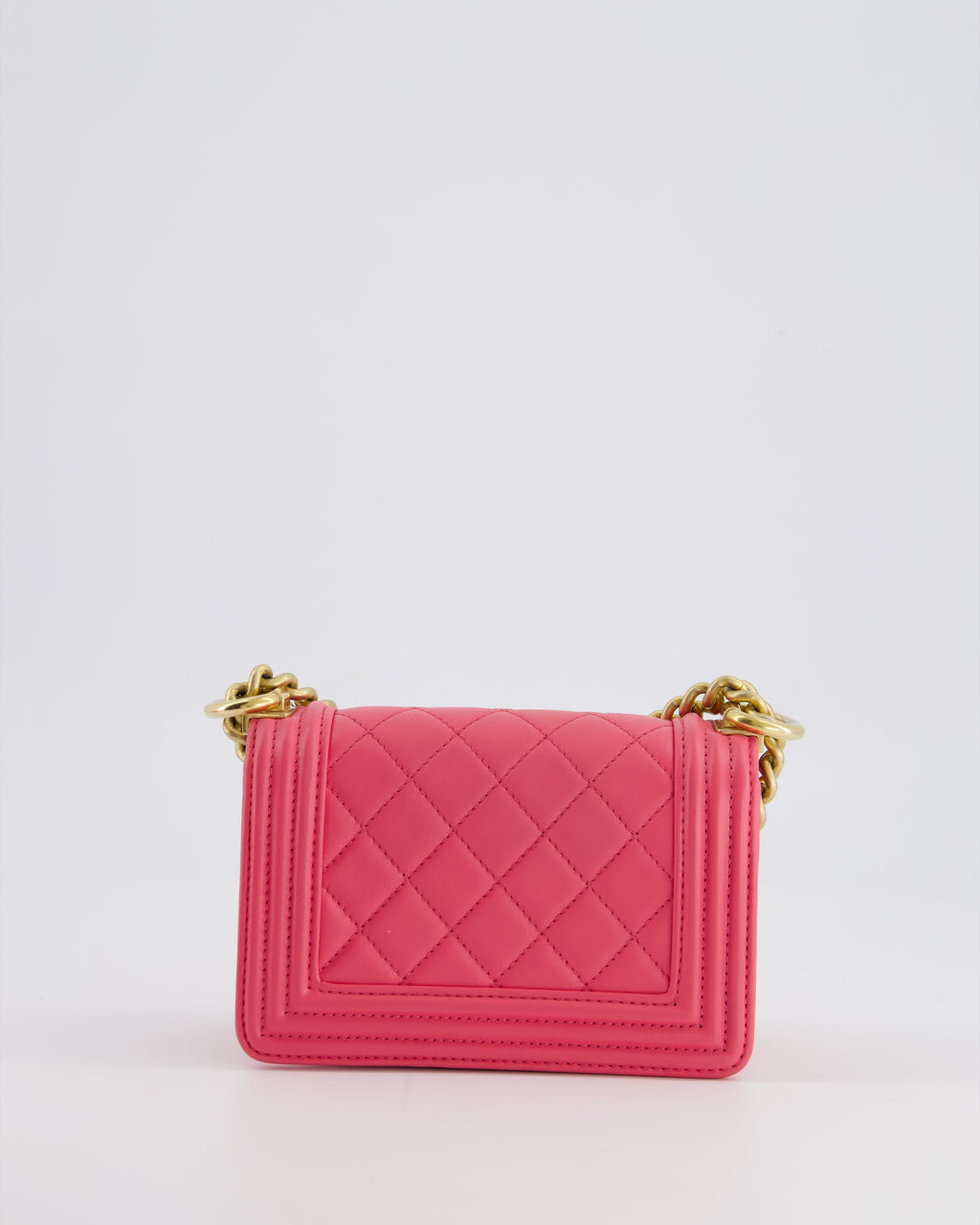 Chanel Punch Pink Mini Boy Bag in Lambskin Leather with Gold Hardware