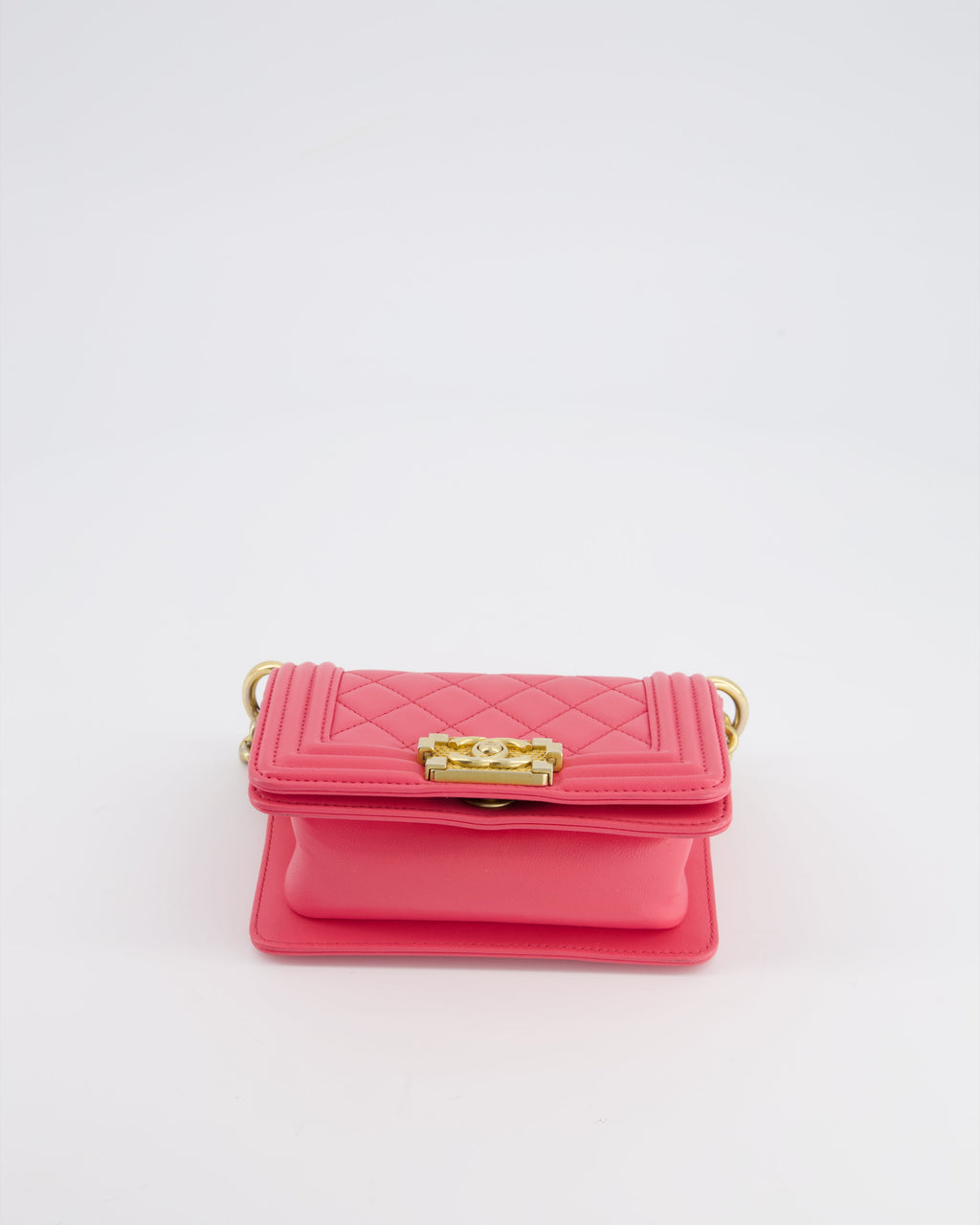 Chanel Punch Pink Mini Boy Bag in Lambskin Leather with Gold Hardware
