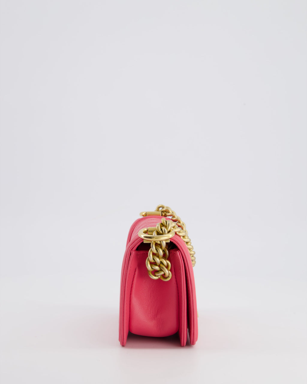 Chanel Punch Pink Mini Boy Bag in Lambskin Leather with Gold Hardware