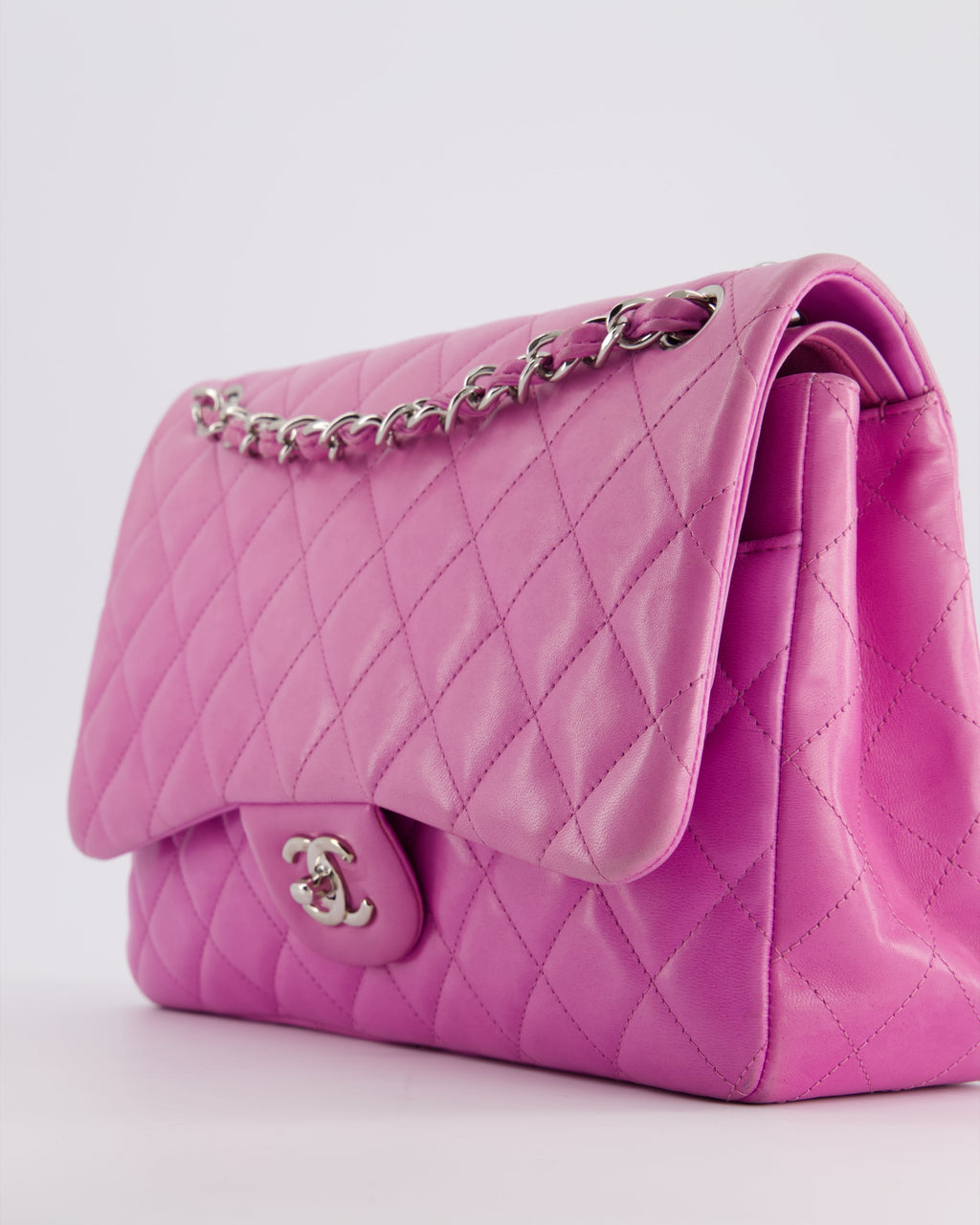 Chanel Lilac Classic Jumbo Double Flap Bag in Lambskin  with Silver Hardware