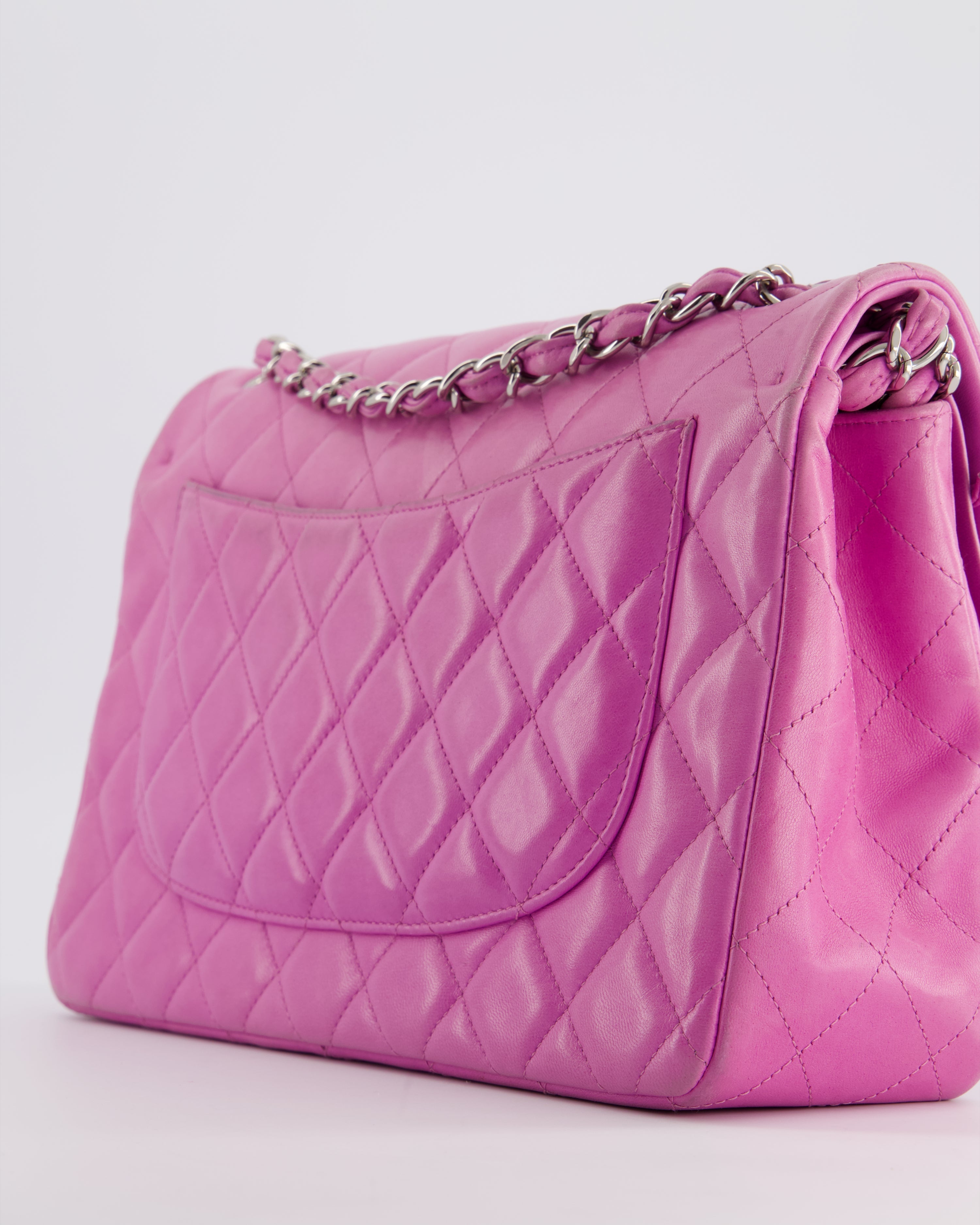 Chanel Lilac Classic Jumbo Double Flap Bag in Lambskin  with Silver Hardware